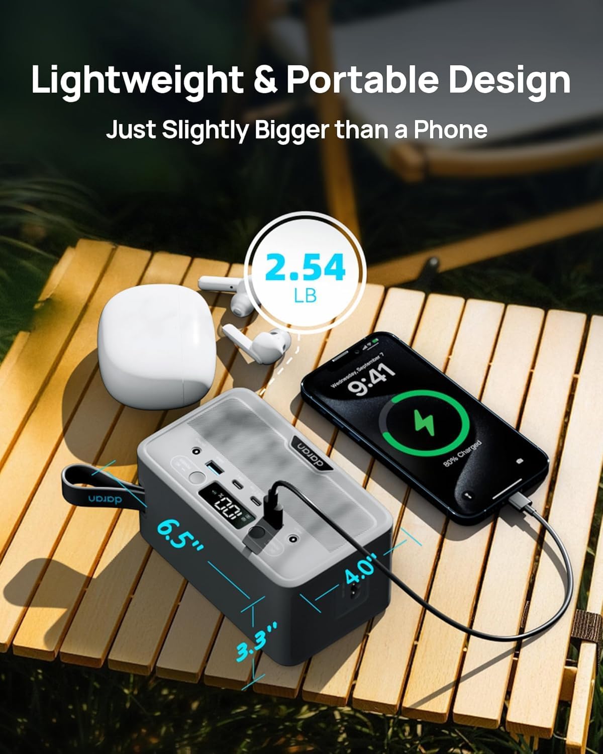 Portable Power Station, Portable Power Bank 28,000mAh LiFePO4 Battery 100W(200W Peak) Solar Power Bank, Portable Charger Small Generator with AC Outlets  PD Fast Charging for Home/Laptop/Camping
