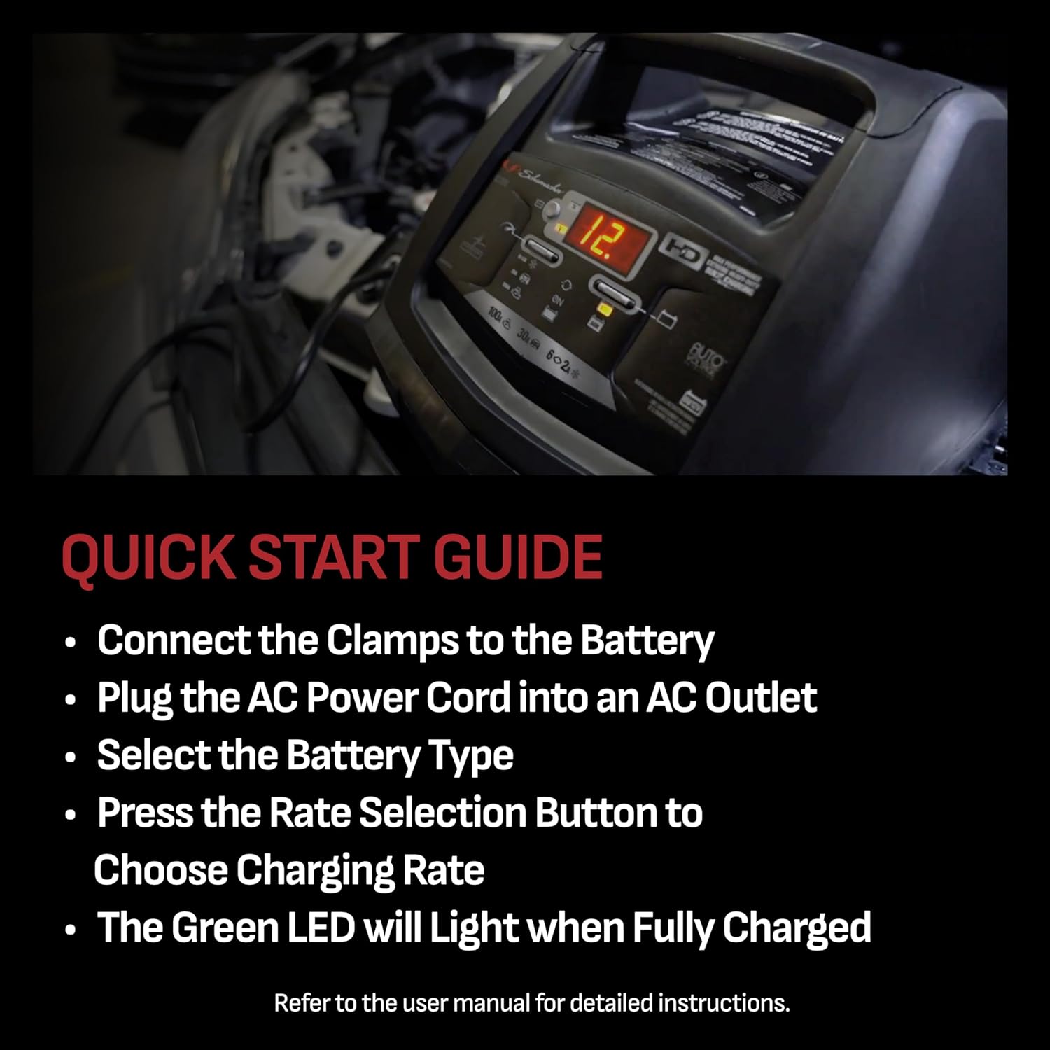 Schumacher Electric 6A Car Battery Charger and 100A Engine Starter, 6-in-1 Solution, Maintainer, 30A Boost, for 6V/12V Power Sport, Automotive, and Marine Batteries, SC1308