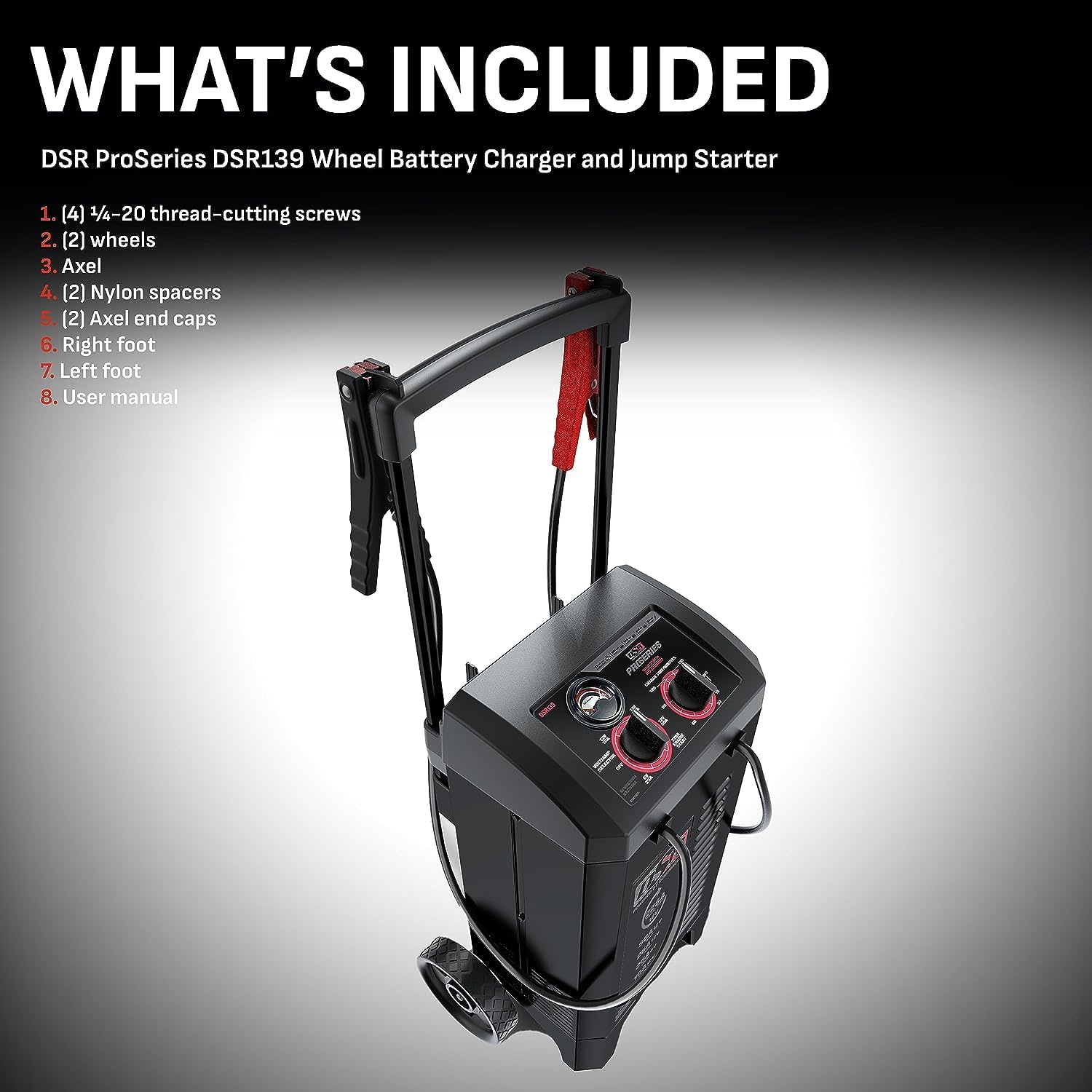 Schumacher Electric DSR ProSeries 6V/12V Manual Battery Charger  Engine Starter - 225A Heavy Duty Engine Starter - Truck, SUV  Large Battery Compatible - Color-Coded Clamps - DSR139