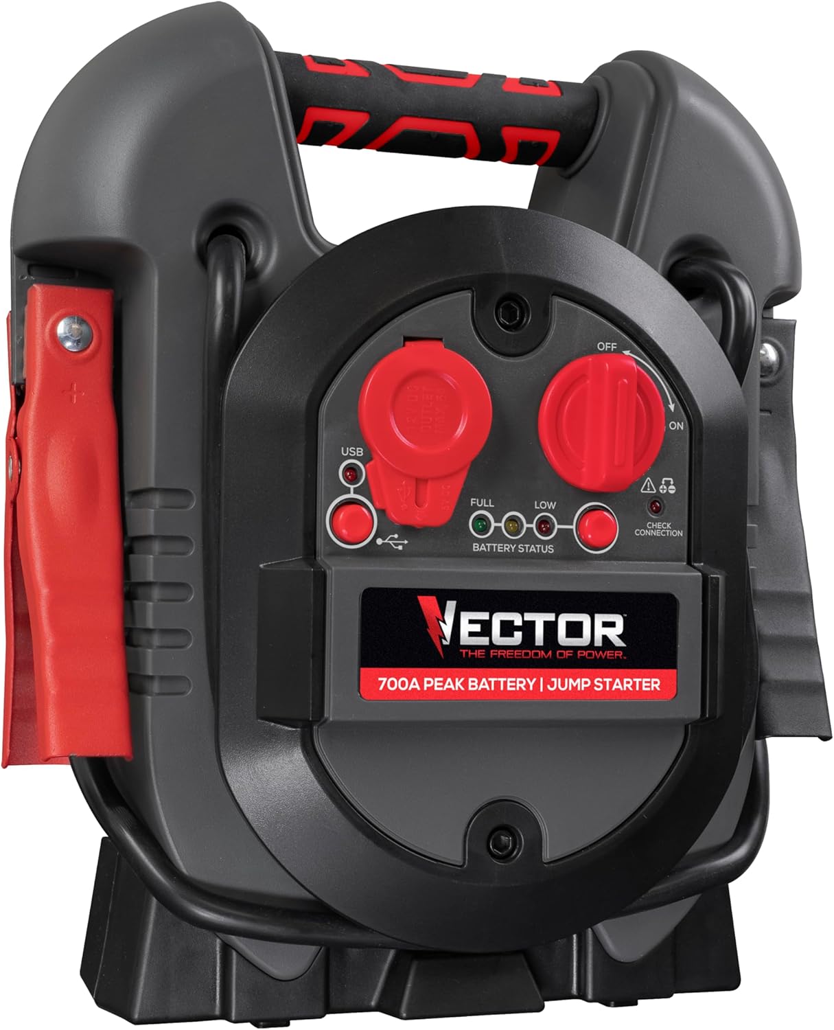 Vector PPRH5V 1200 Peak Amp Automotive Jump Starter, Portable Power – 10W USB Port, 500W Inverter, 120 PSI Air Compressor