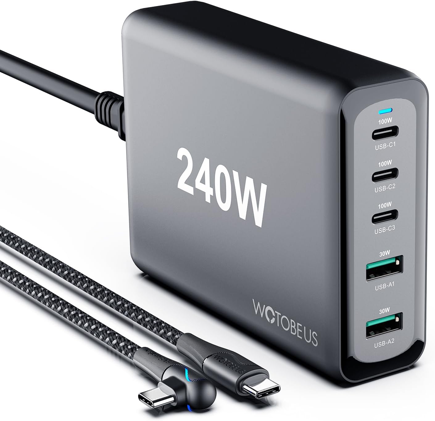 WOTOBEUS 240W Charger Review — Fast 5-Port USB-C