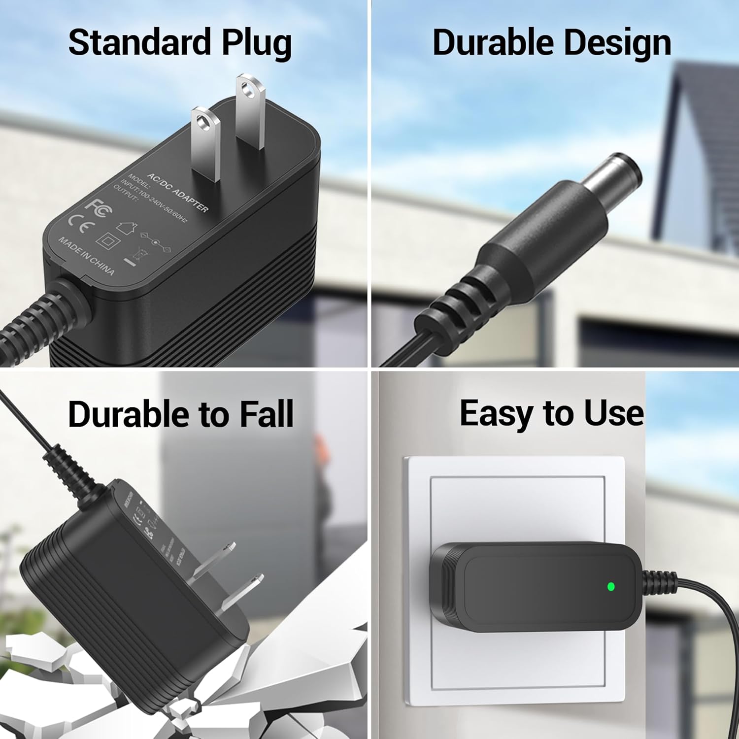 12V DC Power Cord for EverStart Maxx Jump Starter Battery Charger Compatible with Ever Start Max J7CCE J7CE 800A Peak Amps Battery Car Jump Starter PSI Air Compressor 3.1A USB Power LED Camo