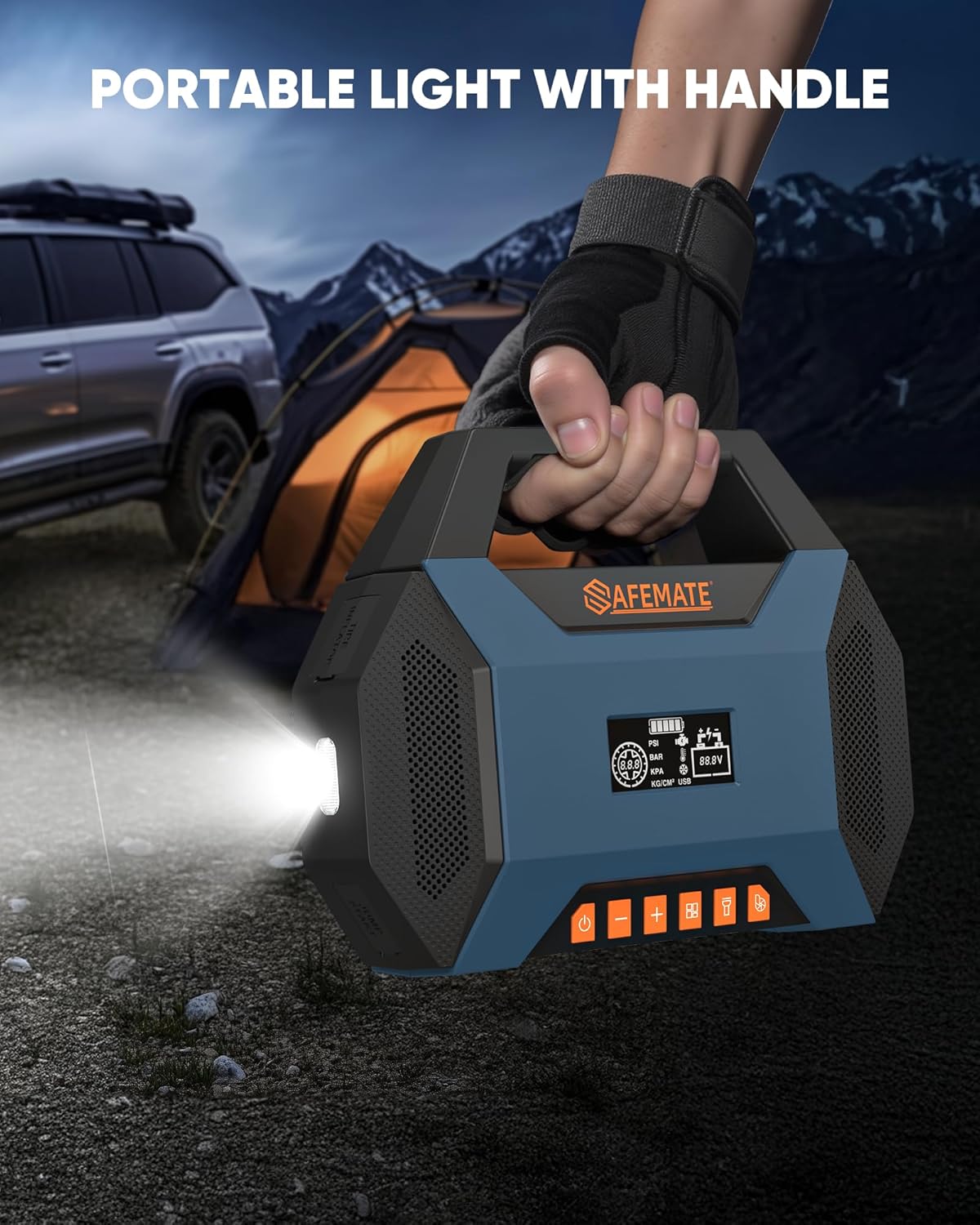 2500A Car Jump Starter with Air Compressor – 120PSI Tire Inflator, 40W Fast Charging, 48.84Wh Portable Power Bank, Voltage Tester for 8L Gas/6L Diesel Engines