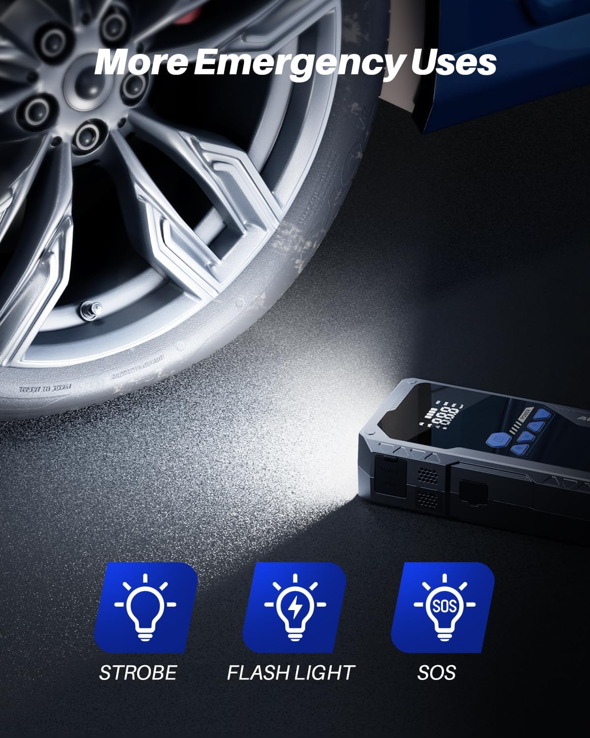 AUTOONE 6000A Jump Starter with Air Compressor (All Gas/10L Diesel), 150PSI Car Jumper Starter Portable, Jump Box Tire Inflator with LED Flashlight, LCD Display, Storage Case