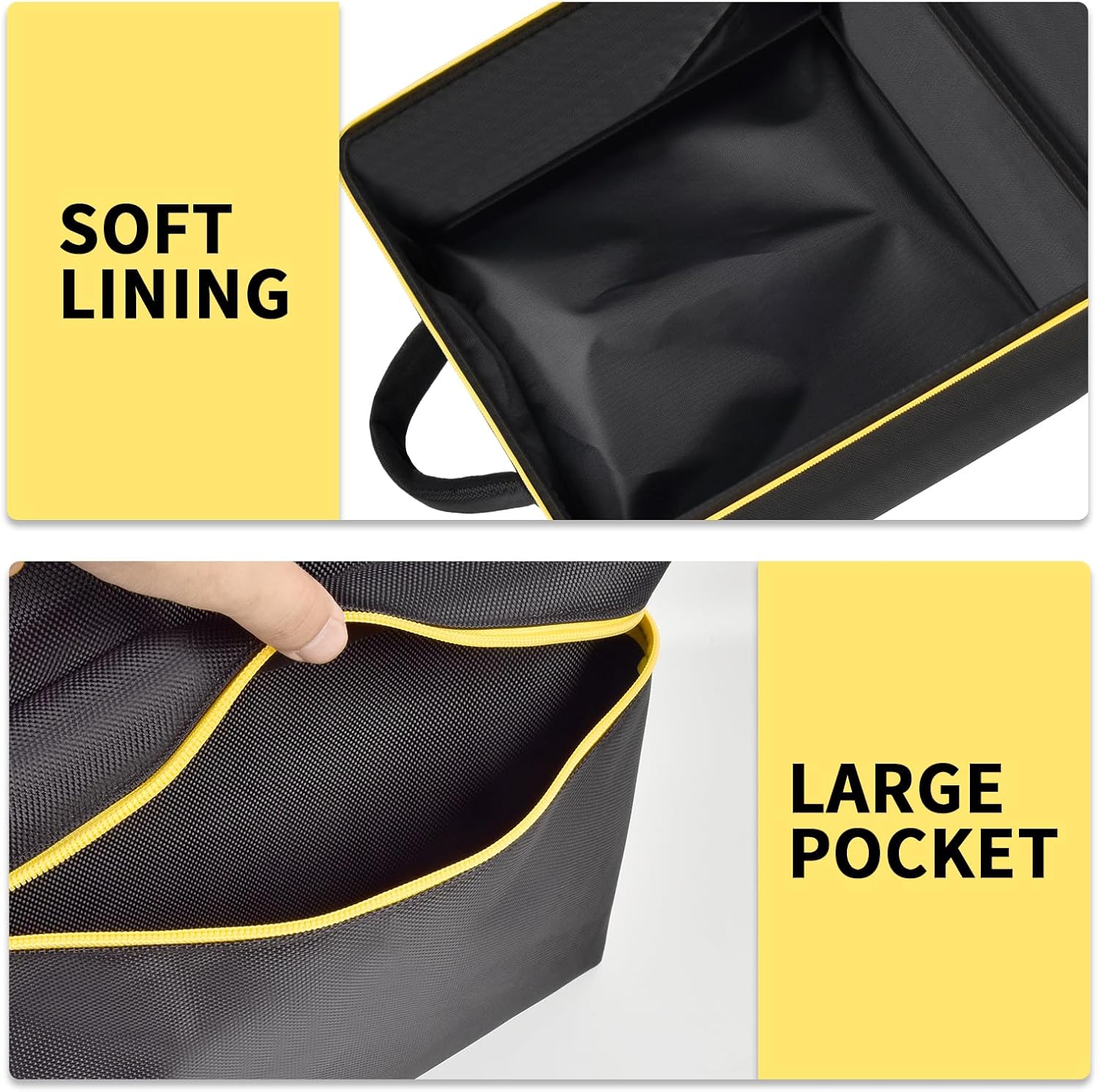 Car Jumper Starter Storage Bag Compatible with DEWALT DXAEJ14 Digital Portable Power Station Air Compressor, Carrying Case Holder Container (Black with Yellow Zipper Case Only)