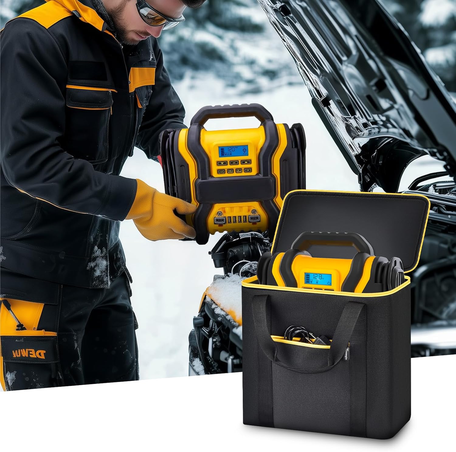 Car Jumper Starter Storage Bag Compatible with DEWALT DXAEPS14-Type2 Peak Battery Amp 12V Automotive Battery Booster Jump Starter Power Station, Carrying Case Holder Container (Box Only)