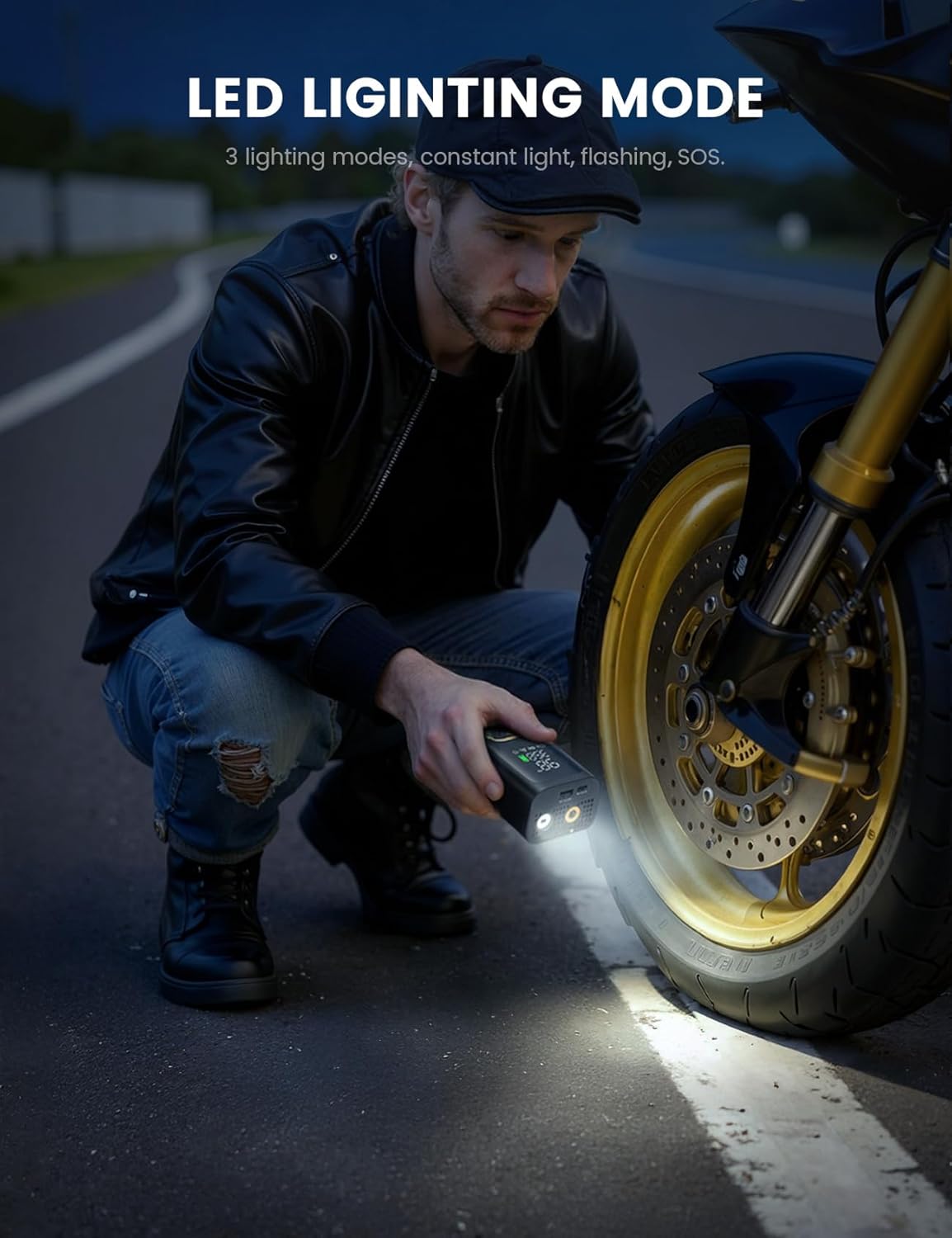 Car Tire Inflator Portable Air Compressor – Lamicall [4X Faster][150 PSI] Bike Air Pump, Rechargeable Battery, Pressure Gauge Display, LED Light, Automatic Car Cordless Pump for Motorcycle, Bike, Ball