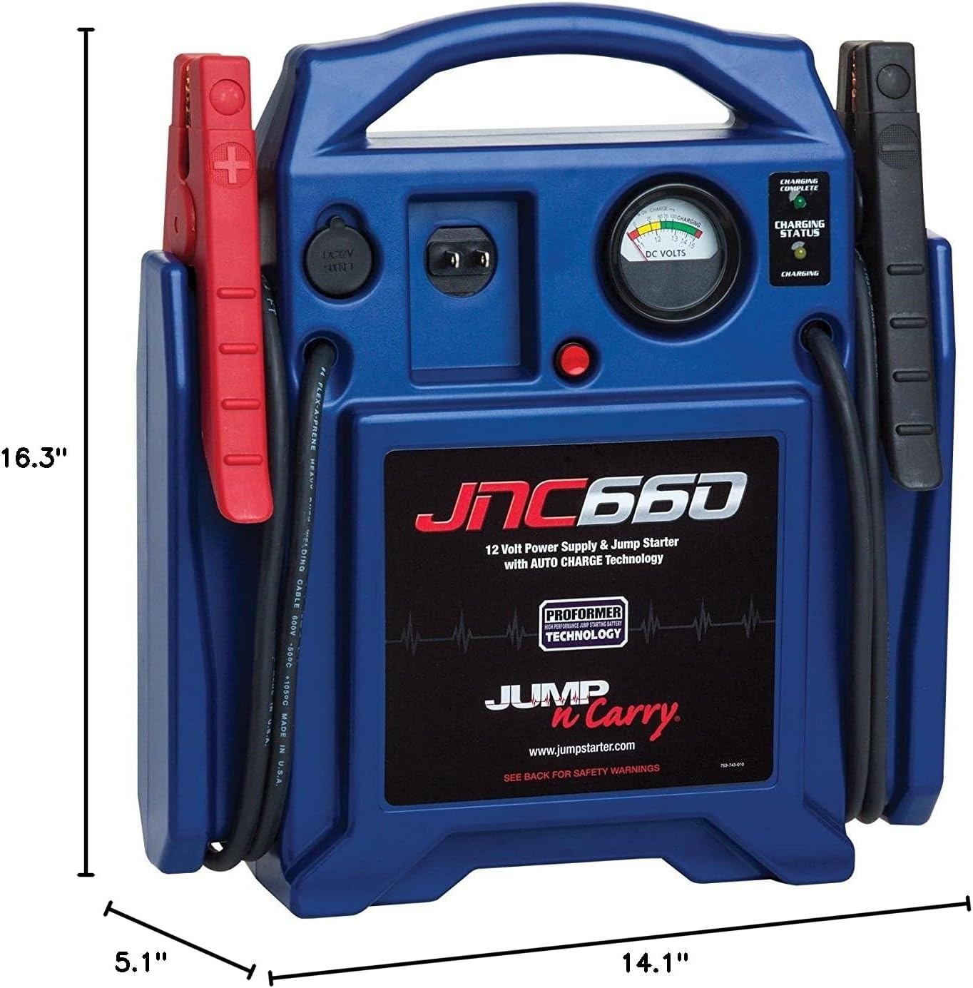 Clore Automotive Jump-N-Carry JNC660 Peak Amp Volt Jump Starter , Blue