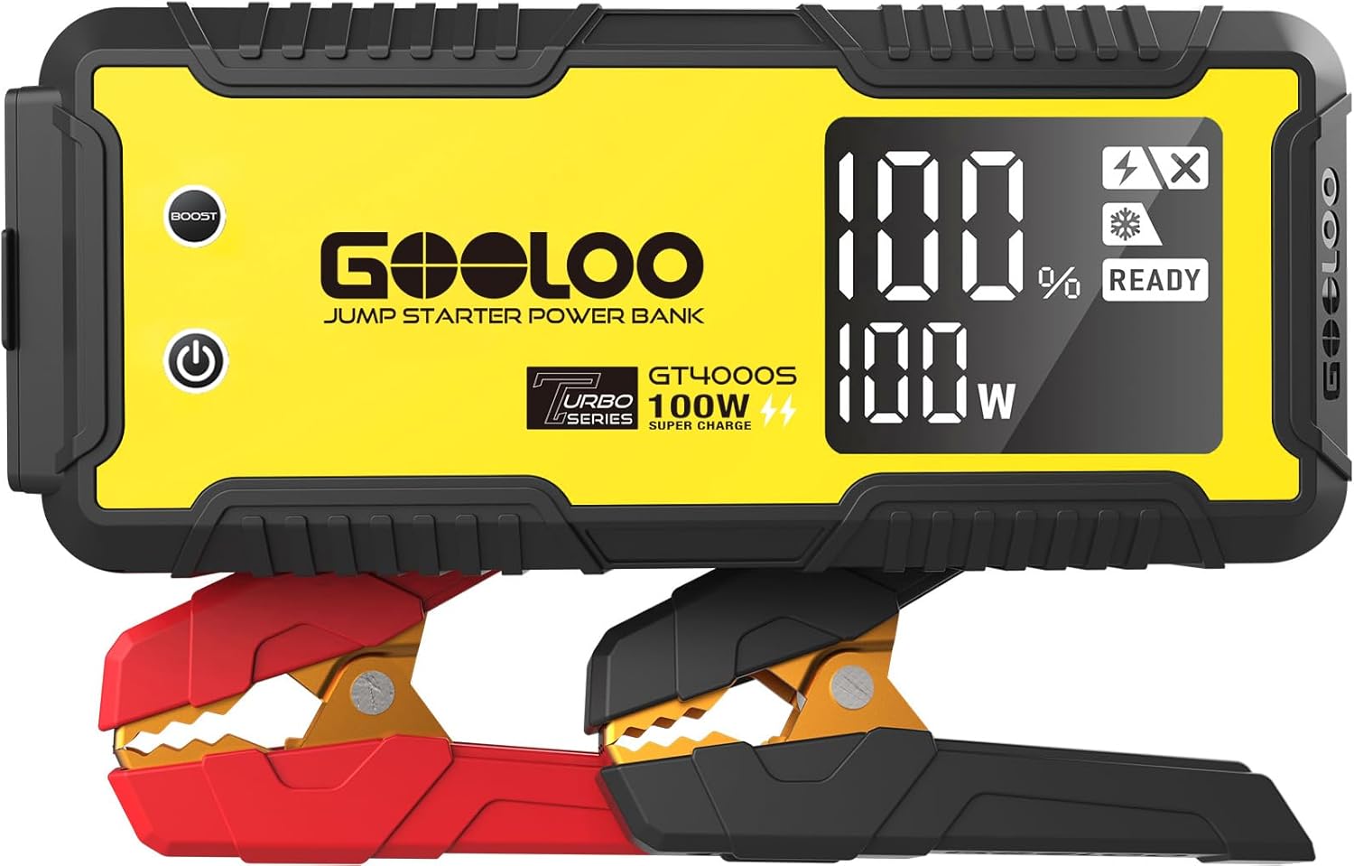 GOOLOO GT4000S Jump Starter Amp Car Starter 100W Two-Way Fast-Charging Portable Car Battery Charger Booster Pack for 10L Diesel and All Gas Engines, SuperSafe Lithium Jump Box for 12V Vehicles