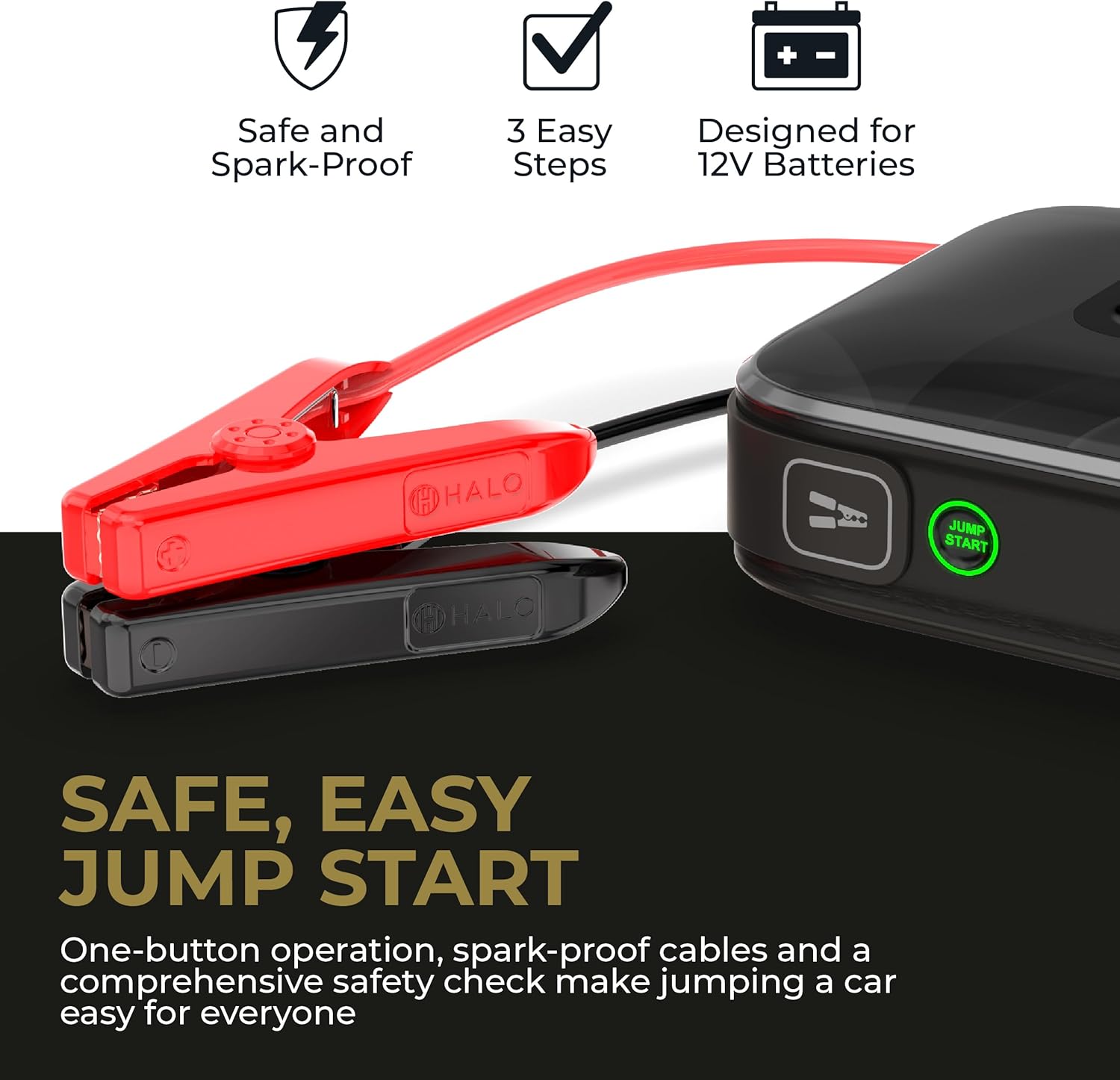 HALO Bolt Ultimate Portable Car Battery Jump Starter | PSI Air Compressor, 55.5Wh USB Power Bank, Large Display, Emergency Floodlight  Charger, Jumps Cars SUVs  Trucks, Inflates Tires — Cobalt