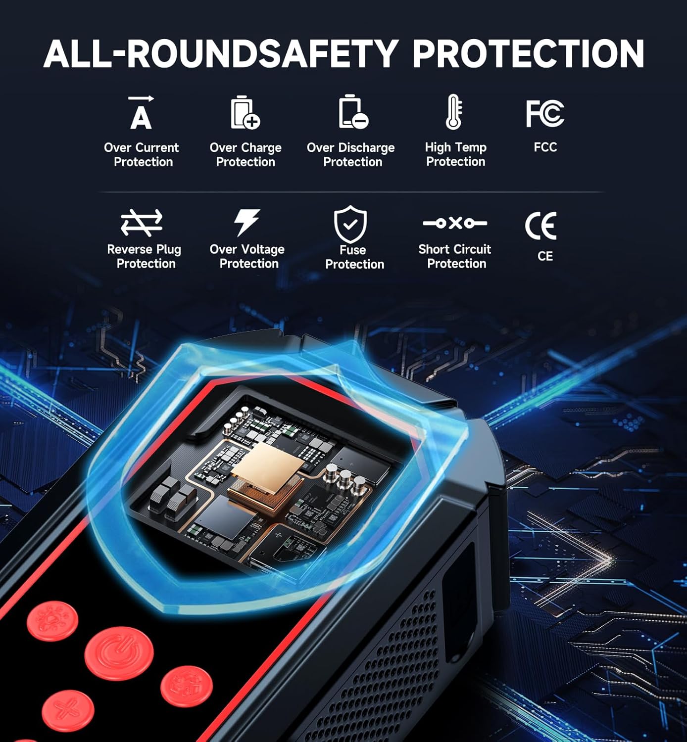 Jump Starter with Air Compressor 4000A Peak, Car Battery Jump Starter Portable (All Gas/10L Diesel),160PSI 12V Automobile Jump Box Pack Chargers with Jumper Cables 4-Mode LED Lights