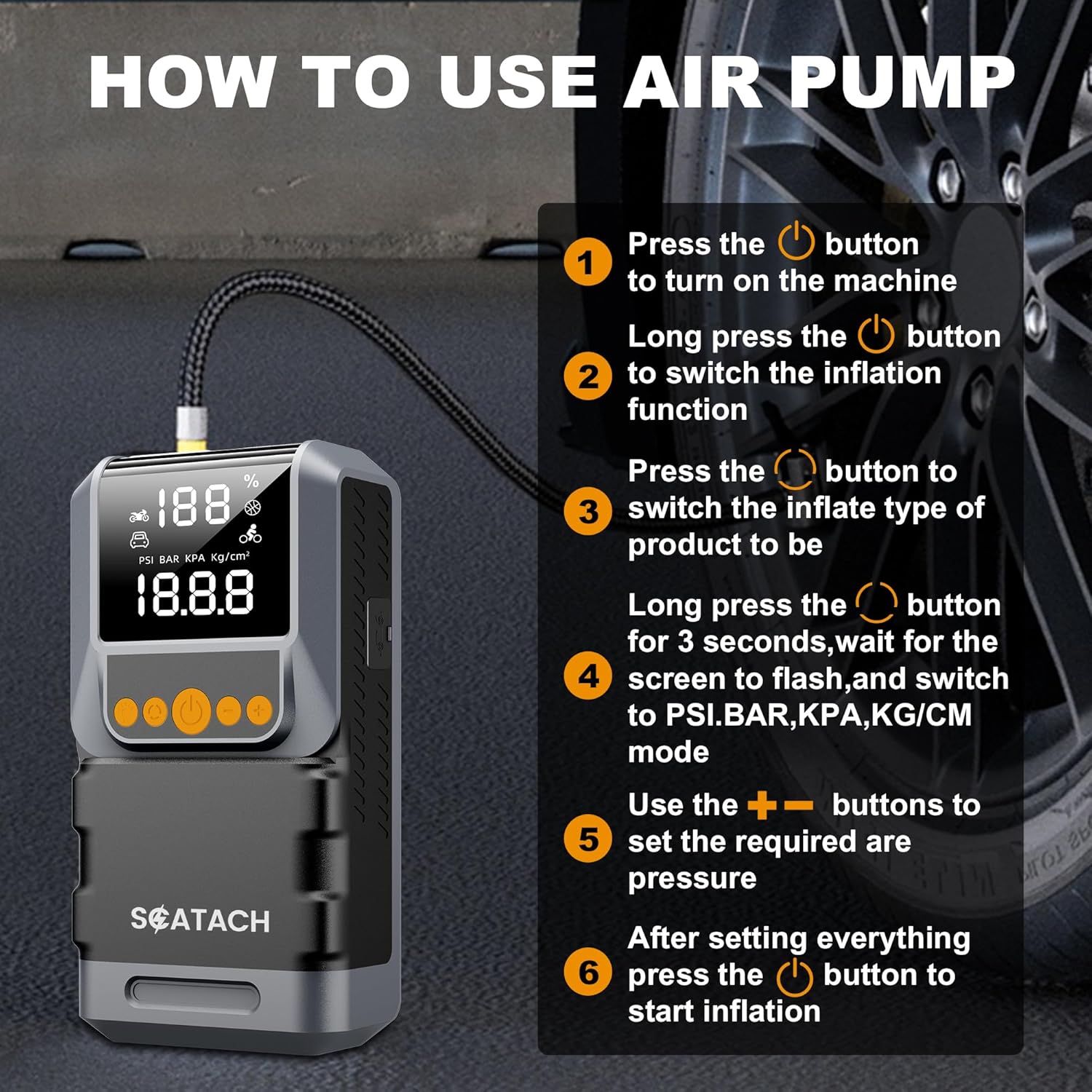 Jump Starter with Air Compressor 8000A 150PSI Car Battery Jump Starter (10.0 Gas/8.0L Diesel), Battery Jumper Starter Portable 12V Jump Box with Jumper Cables, LED Light, LED Display