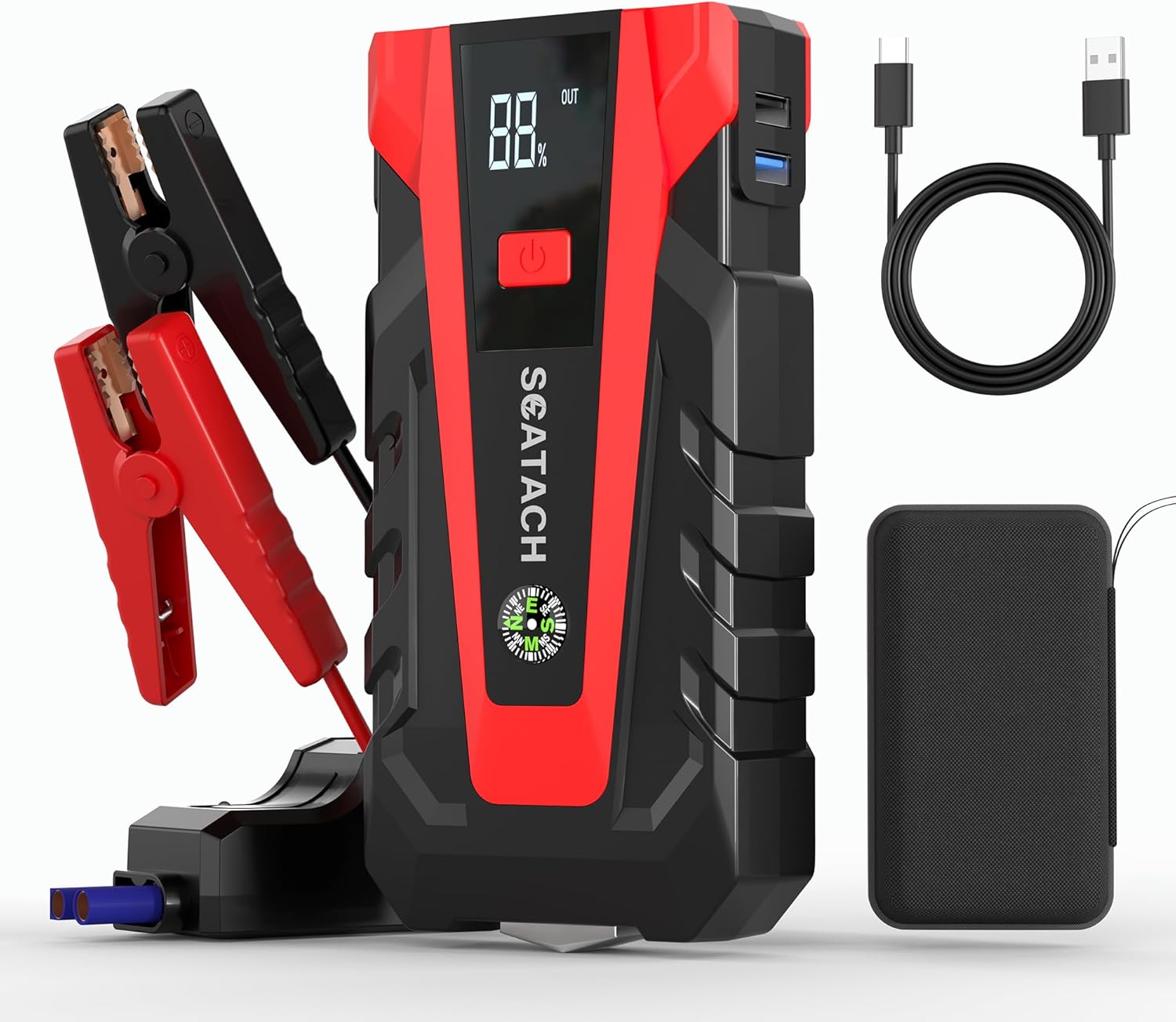Jump Starter with Air Compressor 8000A 150PSI Car Battery Jump Starter (10.0 Gas/8.0L Diesel), Battery Jumper Starter Portable 12V Jump Box with Jumper Cables, LED Light, LED Display