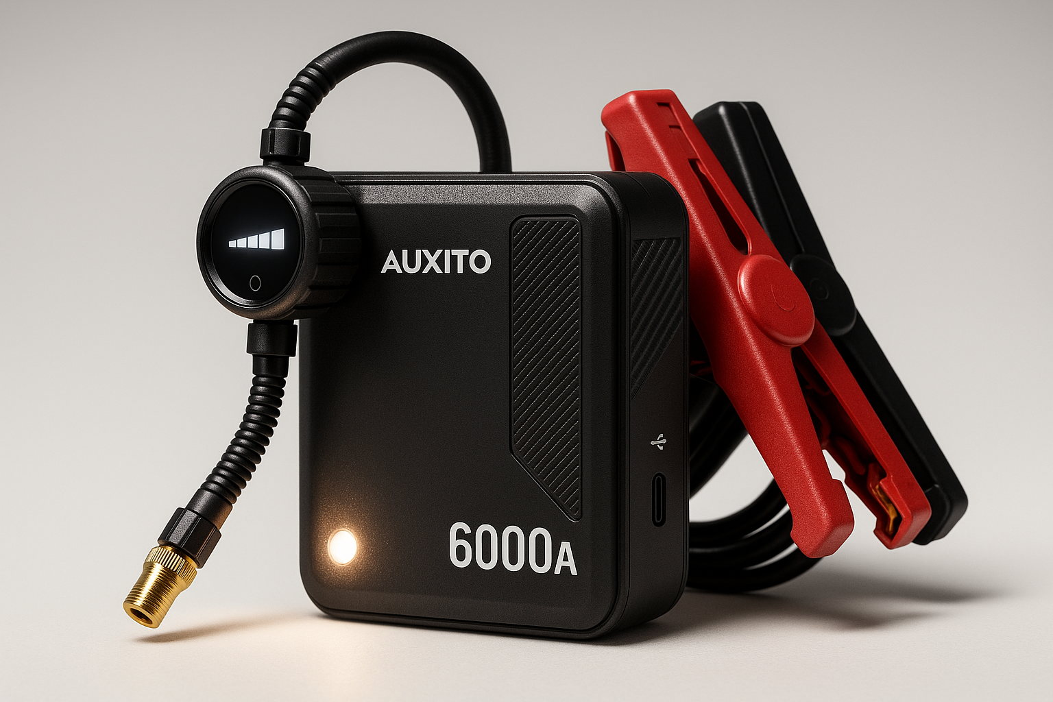 Jump Starter with Air Compressor, AUXITO 6000A Portable Car Jumper, 150PSI Digital Tire Inflator, 12V Jump Box for All Gas/8L Diesel Engine, Power Bank with Type-C Quick Charger, 400LM Emergency Light