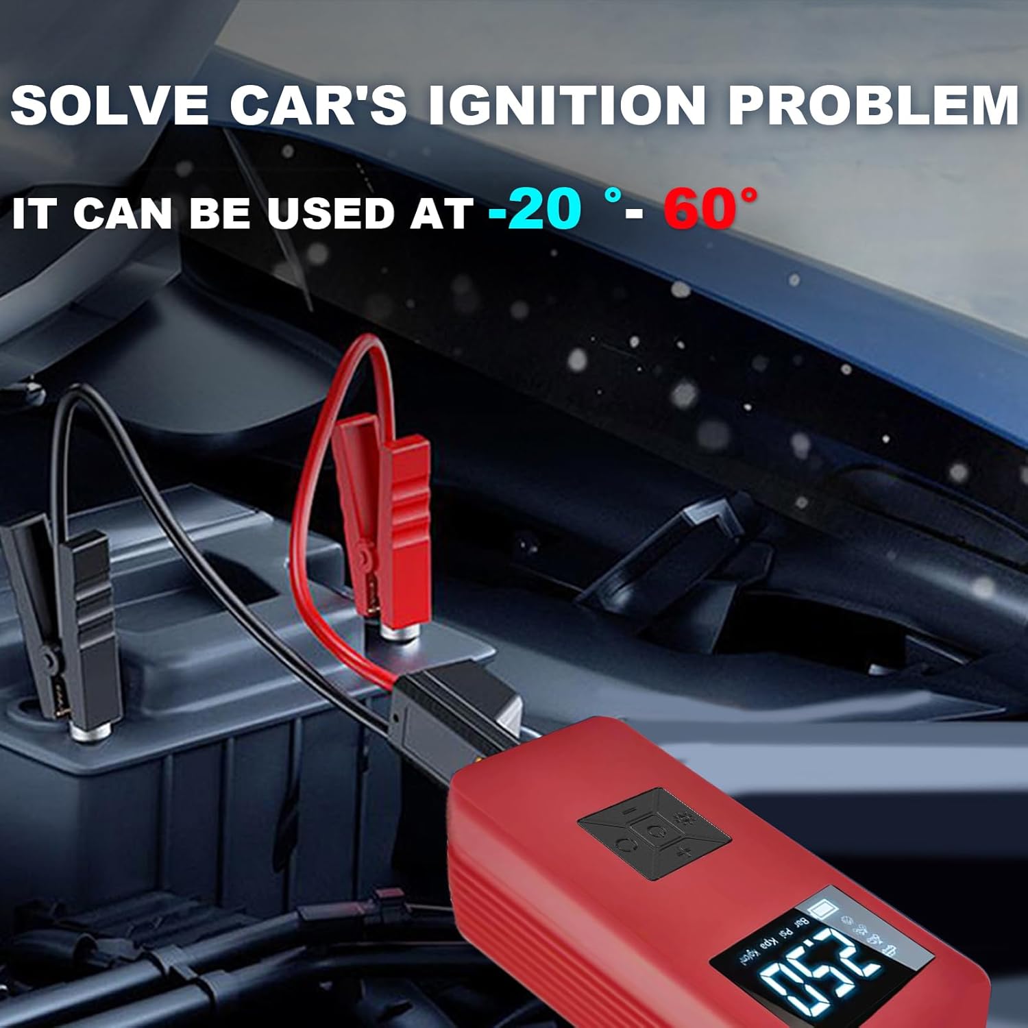 Jump Starter with Air Compressor, Portable Car Battery Jump Starter with 150PSI Digital Tire Inflator, 14.8V Jump Box for Women,Pink Car Battery Jumper with Jump Cables, Lights, LCD Display