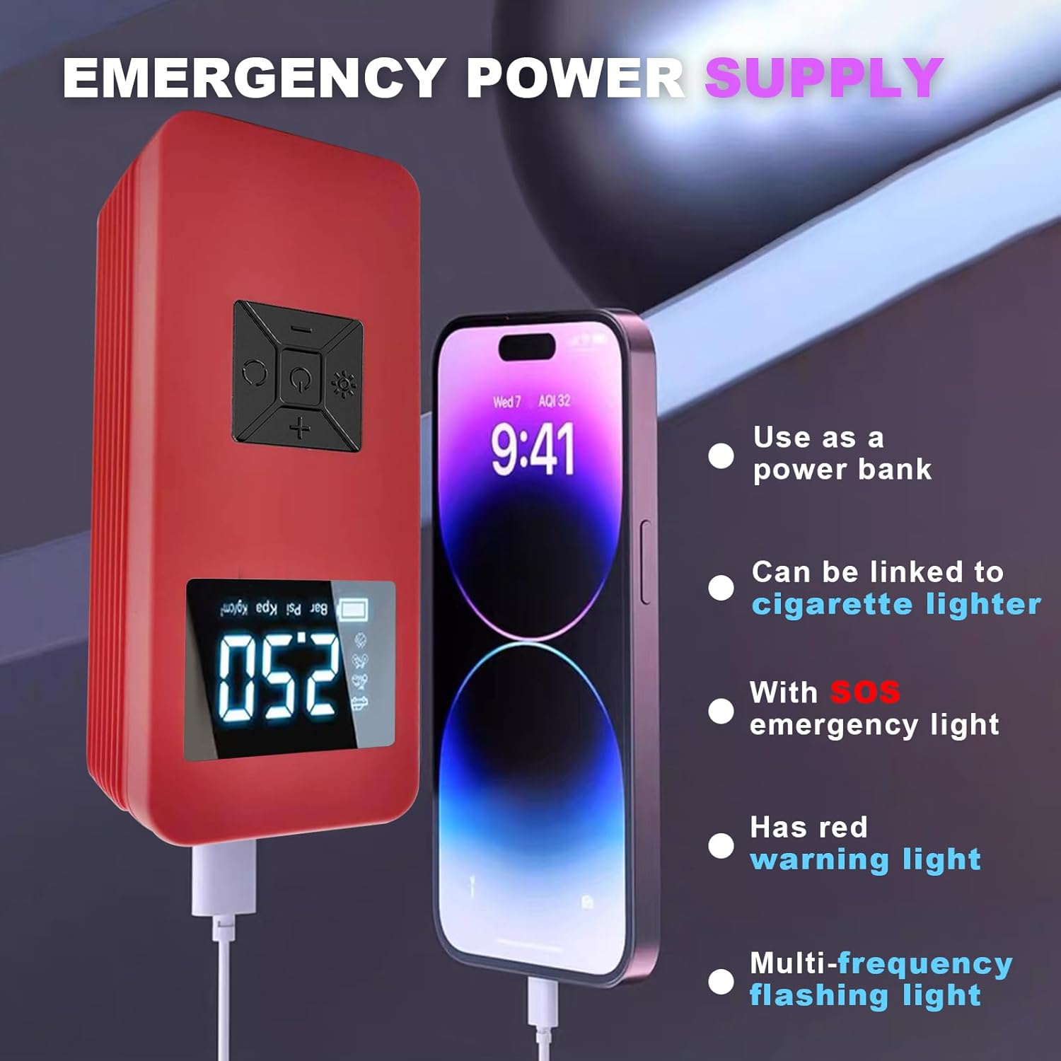 Jump Starter with Air Compressor, Portable Car Battery Jump Starter with 150PSI Digital Tire Inflator, 14.8V Jump Box for Women,Pink Car Battery Jumper with Jump Cables, Lights, LCD Display