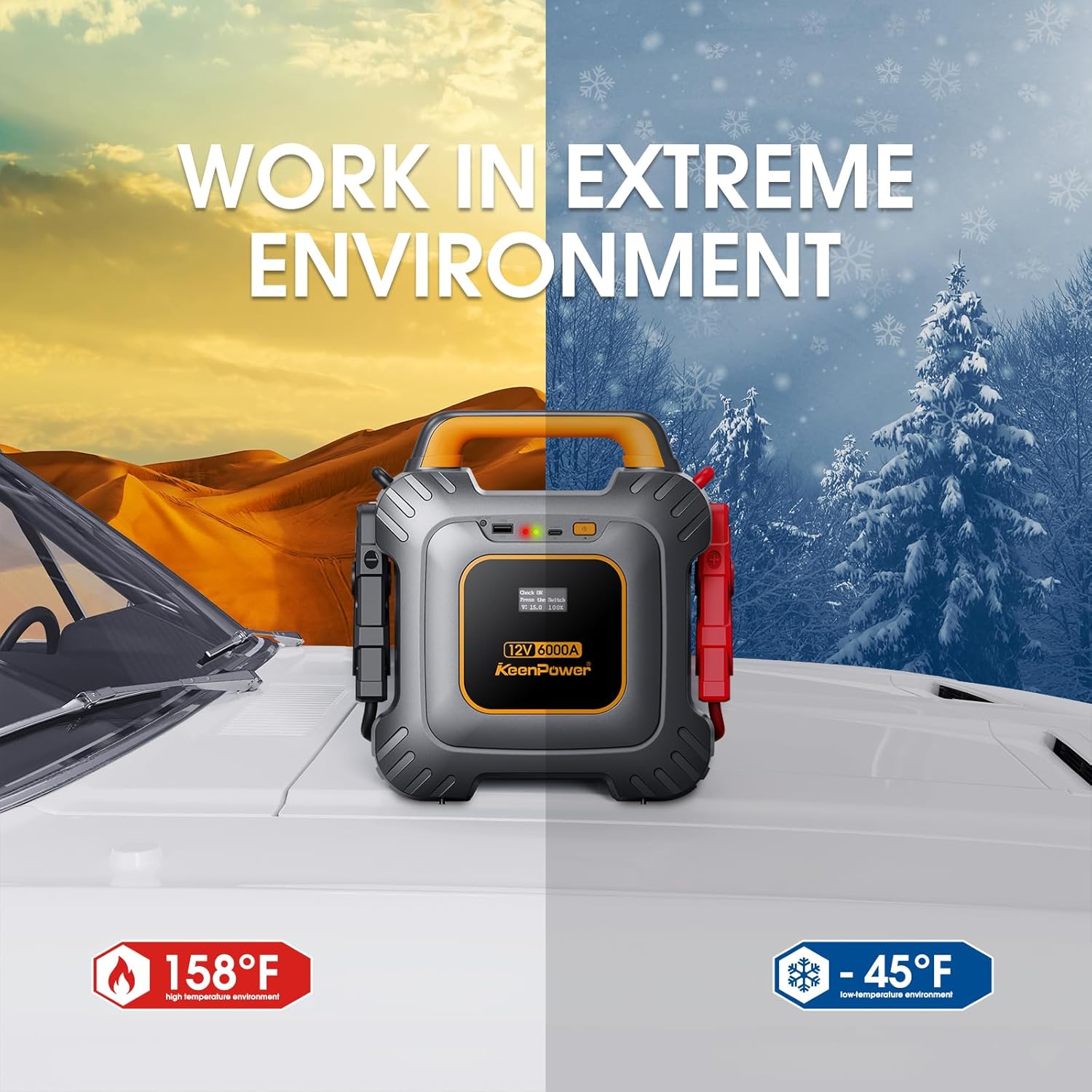 KeenPower 6000A Super Capacitor Battery-Less Jump Starter, Built-in 6 * 3000F Supercapacitor, No Traditional Battery