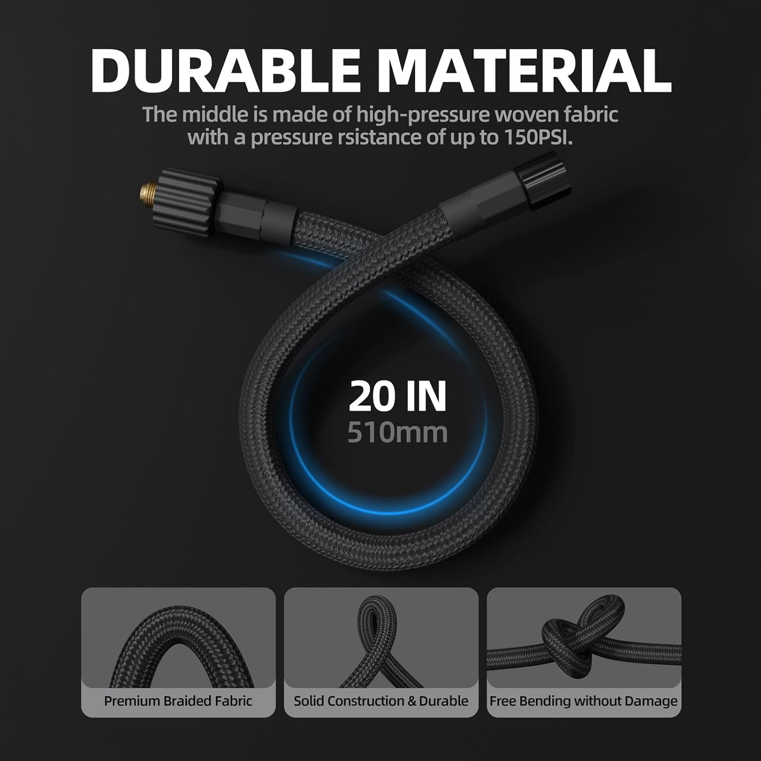 LOKITHOR Hose01 Air Pump Replacement Hose Tire Inflator Extension Hose Inflator Tube for JP400, JPD400 Car Battery Lithium Jump Starter with Air Compressor