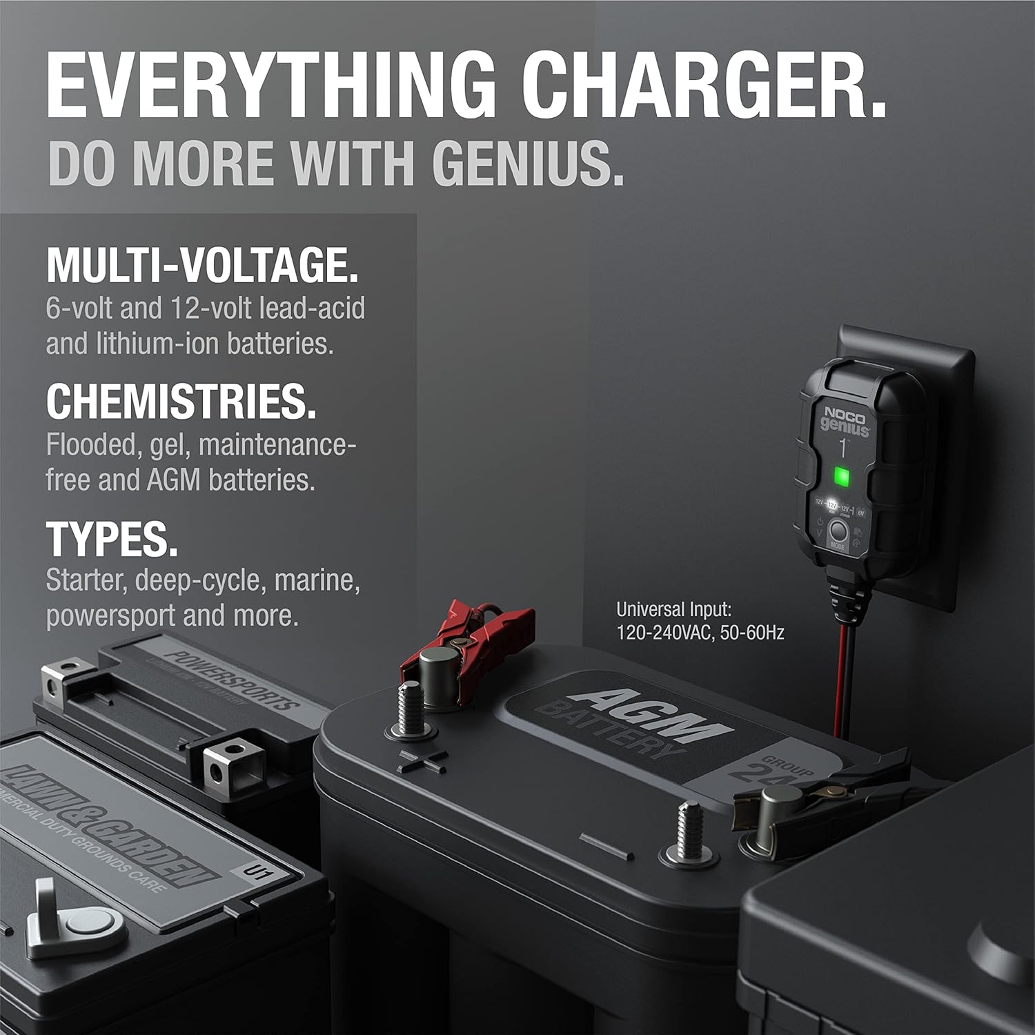 NOCO GENIUS1: 1A 6V/12V Smart Battery Charger – Automatic Maintainer, Trickle Charger  Desulfator with Overcharge Protection  Temperature Compensation – for Lead-Acid  Lithium Batteries