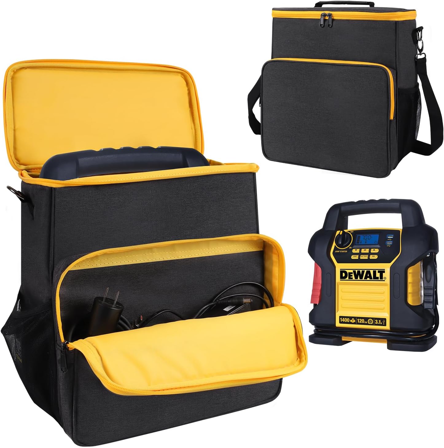 Storage Bag for Car Battery Jump Starter,Carry Case Compatible with DEWALT DXAEJ14 Digital Portable Power Station Air Compressor,Car Jump Starter Power Bank Bag