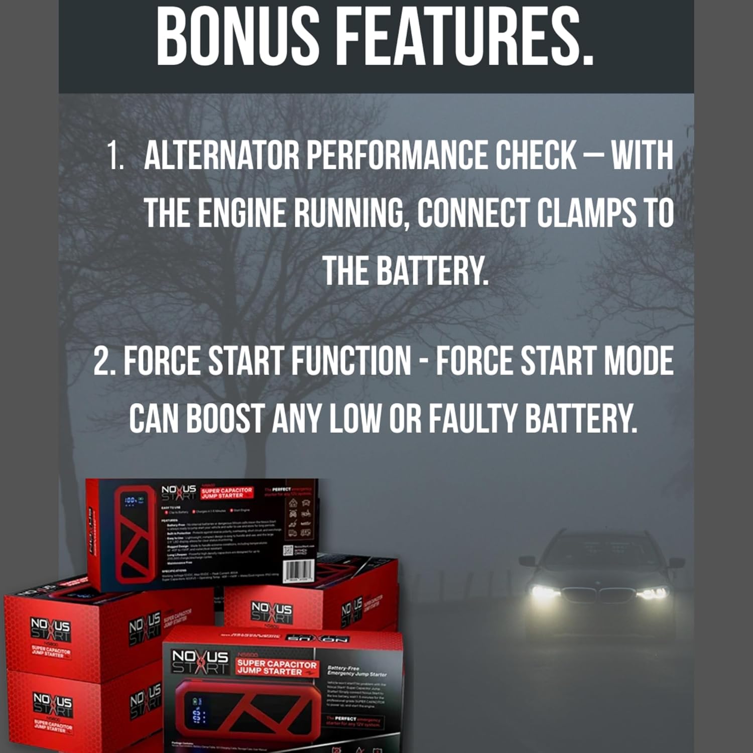 Super Capacitor Jump Starter: No Prep Needed, No Internal Battery, Eco-Friendly  Maintenance-Free Car Accessory, No Need to Pre-Charge, Amp Power, Designed for Any 12V Gas Engine