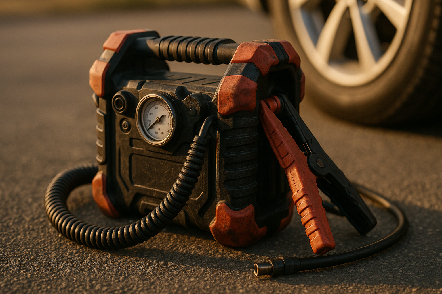 Wagan EL7552 Jumpboost V10 Air 1000 Peak Amps 12V Jump Starter with 260 PSI Powerful Air Compressor Tire Inflator, 1 Built-in DC Socket and 2A USB Port, Work Light