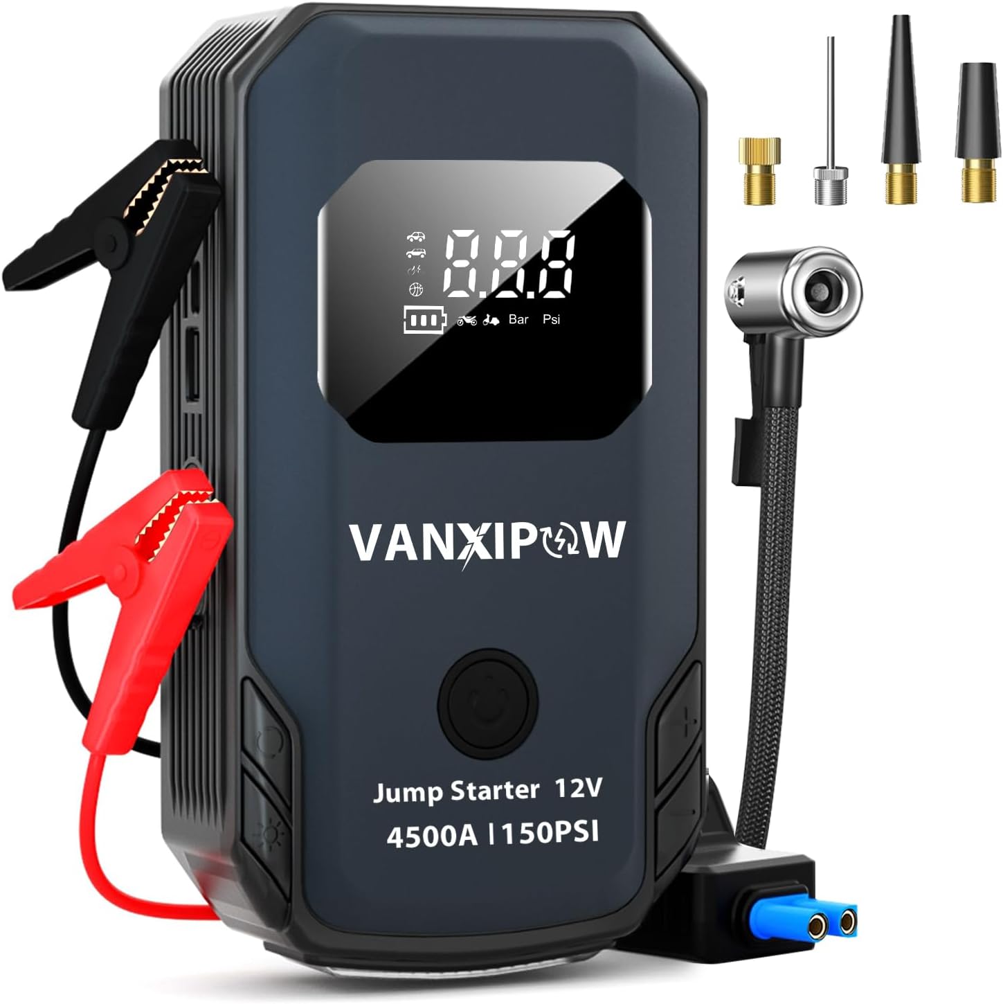Z8 4500A Jump Starter with Air Compressor 150PSI (9.0 L Gas/8.0L Diesel), Portable Car Battery Jump Starter Battery Pack with Lm LED Light, 12V Jump Box with Large LED Display, Power Bank