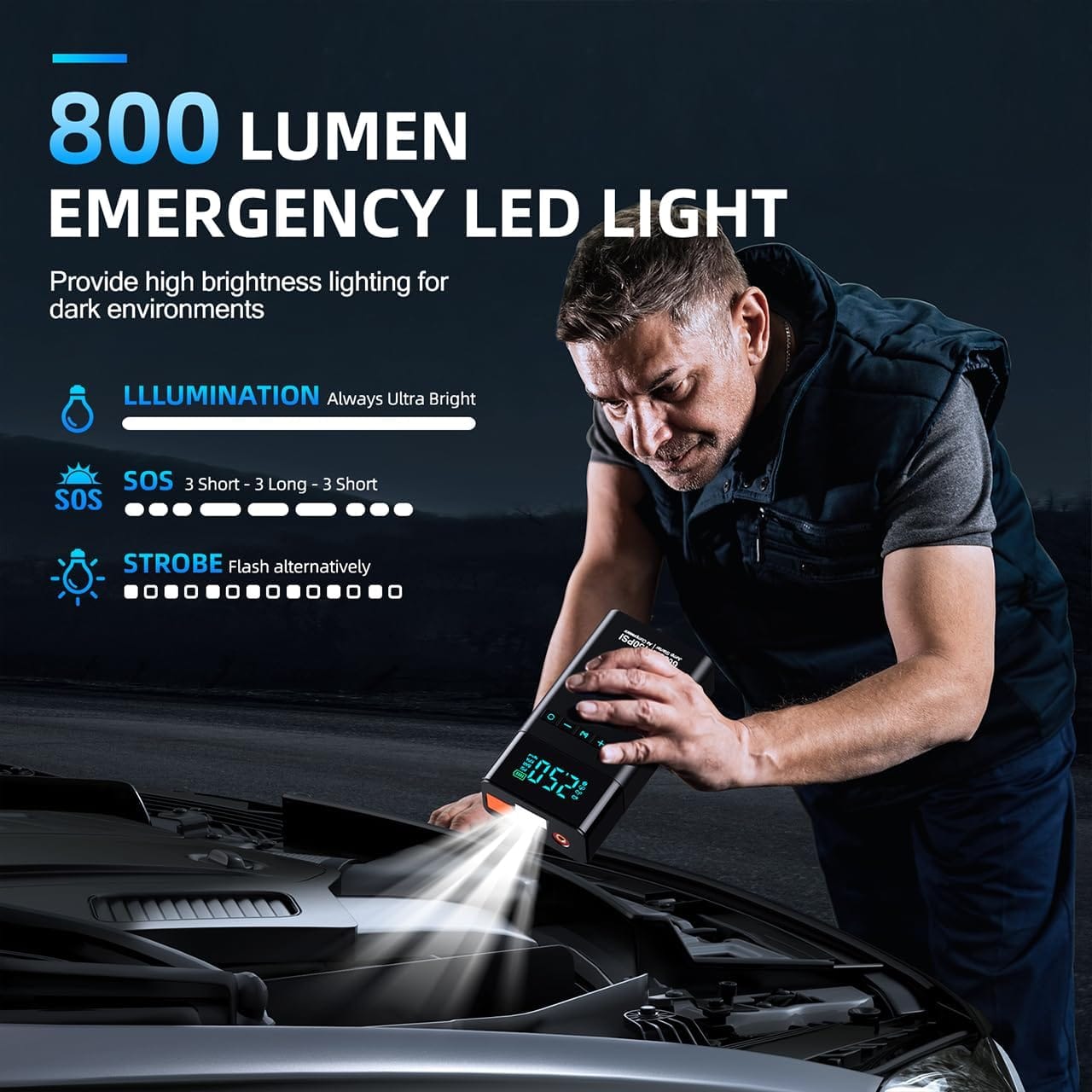 10-in-1 Portable Car Battery Jump Starter with Air Compressor, 6000A 160PSI Portable Car Jumper Starter (All Gas 12L Diesel), 12V Jump Box Car Battery Jump Starter with Jumper Cables, Lights 10-in-1 Portable Car Battery Jump Starter with Air Compressor, 6000A 160PSI Portable Car Jumper Starter (All Gas 12L Diesel), 12V Jump Box Car Battery Jump Starter with Jumper Cables, Lights
