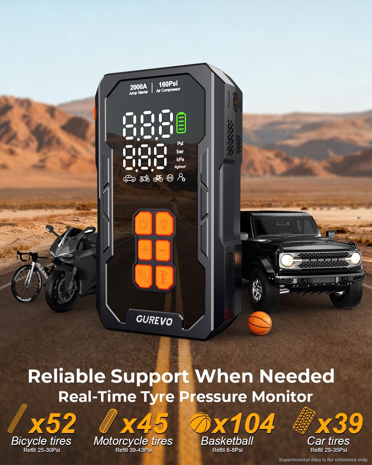 2000A Jump Starter with Air Compressor, Car Battery Jumper Starter Portable with 160PSI Auto-Shutoff Tire Inflator, Car Battery Charger Jump Box for 8.0L Gas/6.0L Diesel Engines