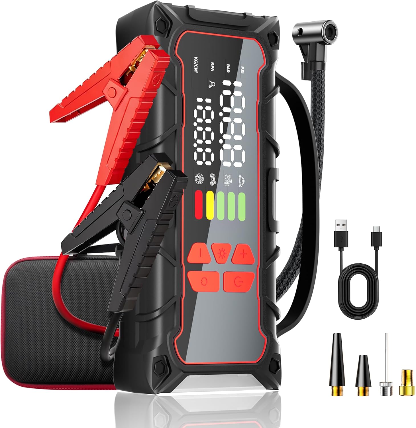 5000A Car Battery Jump Starter with Air Compressor 160PSI, Car Battery Charger 7.0L Gas/6.0L Diesel, Jumper Box for Car Battery with Tire Inflator  Power Bank Jumper Cables, Fathers Day