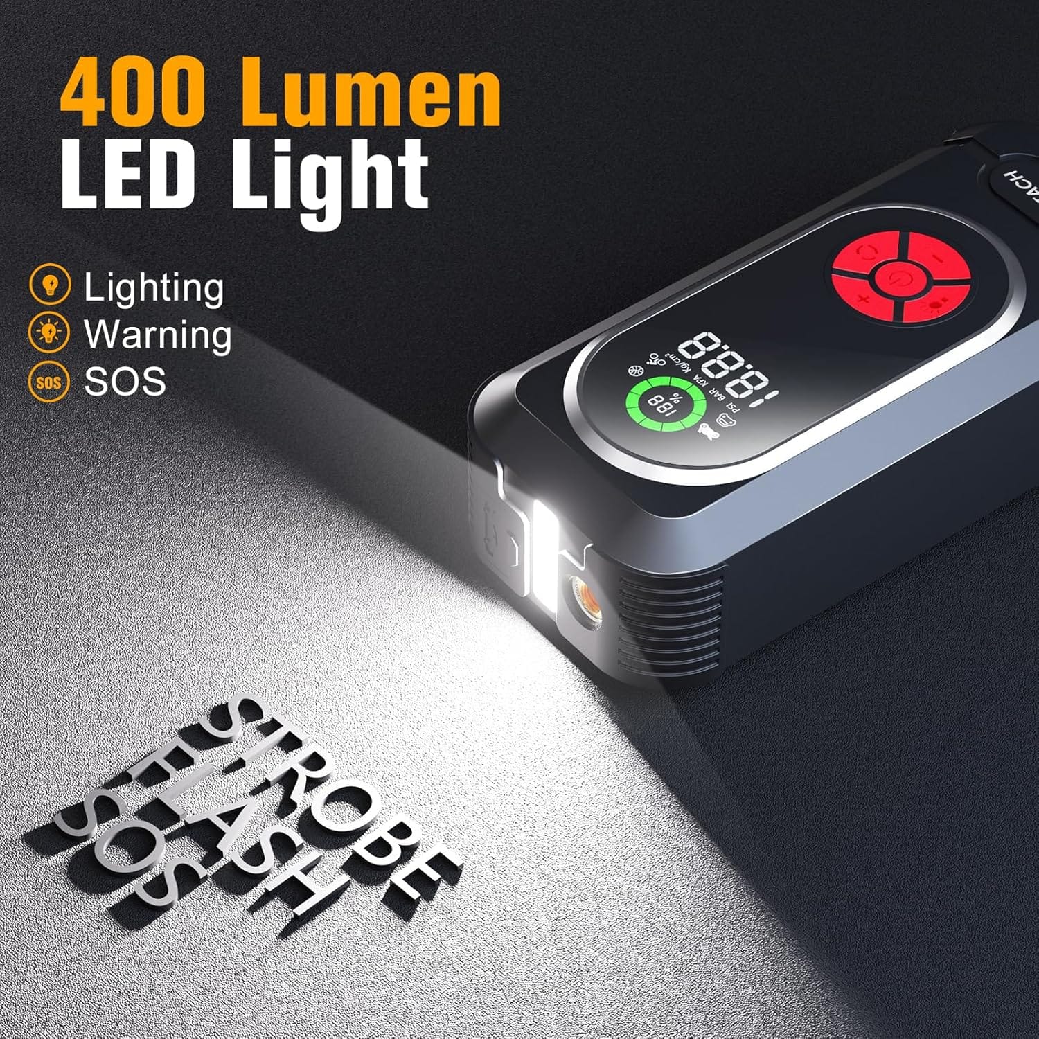 8000A Jump Starter with Air Compressor, 10-in-1 Car Battery Jump Starter Portable (10.0 Gas/10.0L Diesel), PSI 12V Jump Box with Jumper Cables, LED Light, LED Display