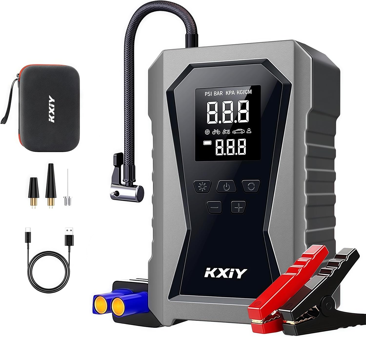 Air Jump Starter with Air Compressor, Car Battery Jumper Starter Portable 1500A (8.0 Gas/4.0L Diesel) with 150PSI Cordless Auto-Shutoff Tire Inflator, 12V Battery Charger Booster
