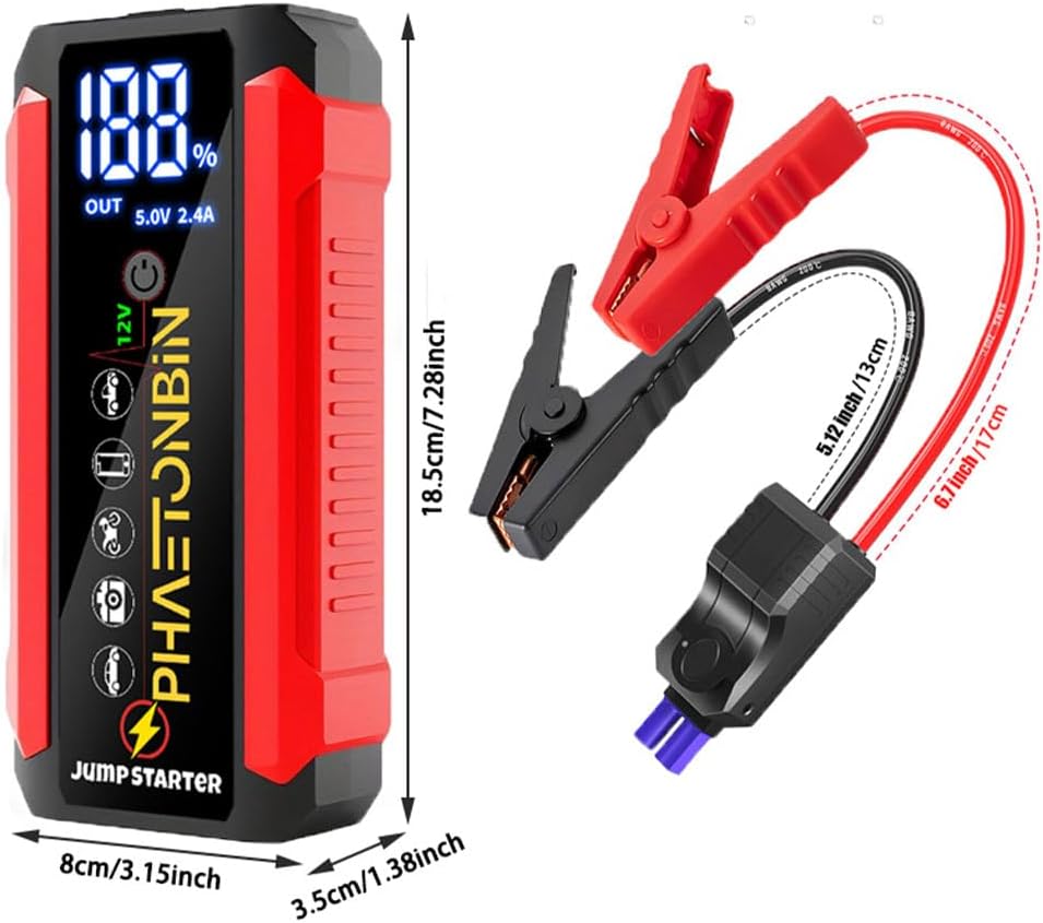 Car Jump Starter 3000A,Jump Starter Battery Pack for Up to 7.0L Gas and 3.5L Diesel Engines, 12V Portable Battery Booster with Full LCD Screen, Modes Flashlight and Smart Jumper Cable