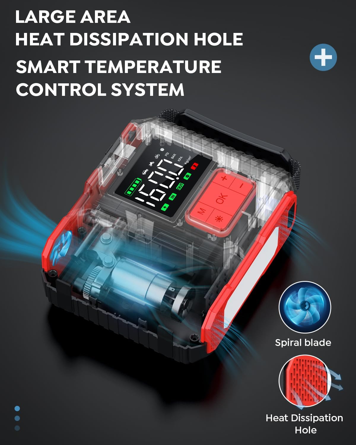Car Jump Starter with Air Compressor, 9000A Peak 26800mah (Up to All Gas or 12.0L Diesel Engine, Times) Portable160PSI Jump Starter 12V Auto Battery Jump Pack Quick Charge