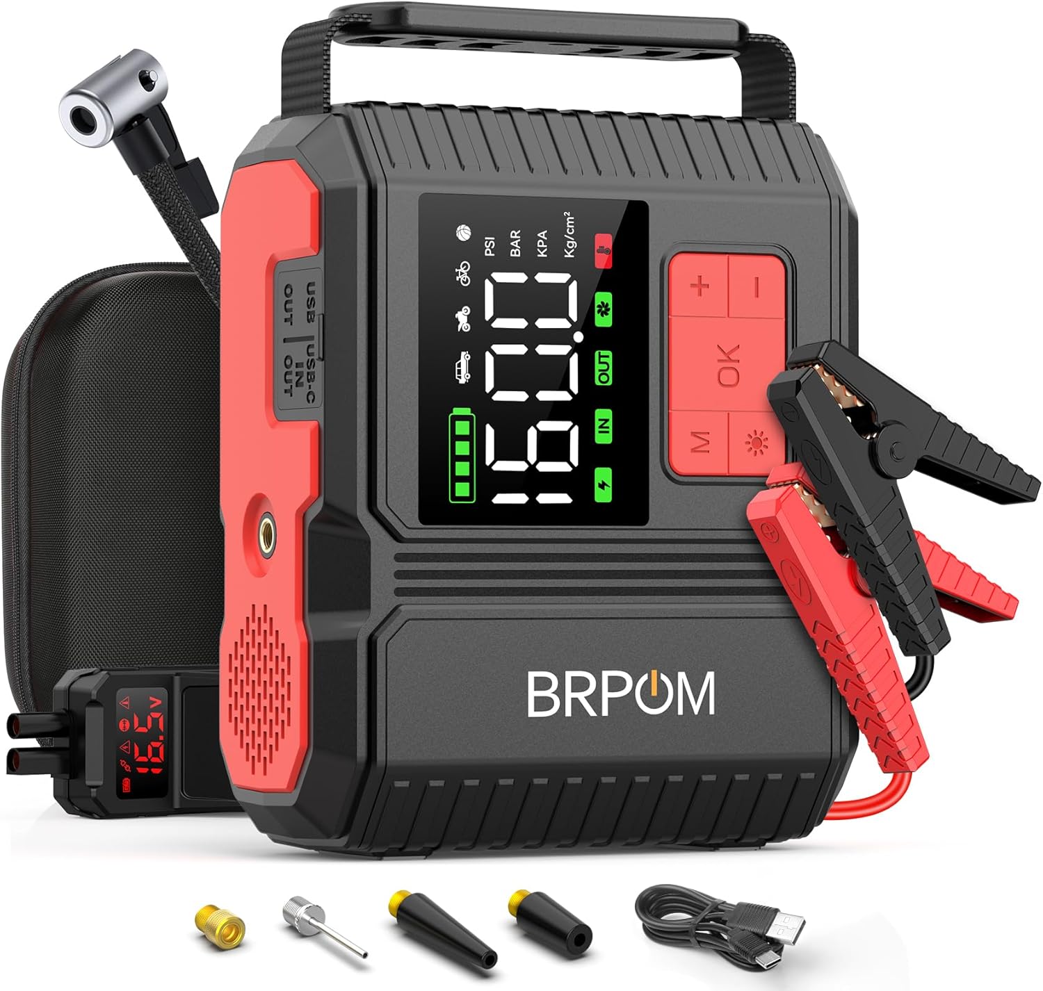 Car Jump Starter with Air Compressor, 9000A Peak 26800mah (Up to All Gas or 12.0L Diesel Engine, Times) Portable160PSI Jump Starter 12V Auto Battery Jump Pack Quick Charge
