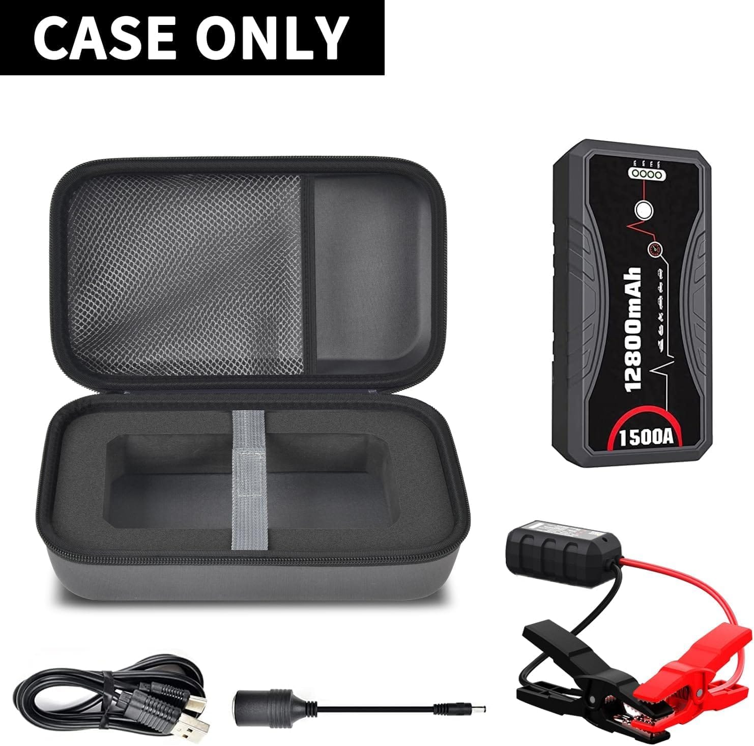 Carrying Case Compatible with NEXPOW Car Jump Starter, Fits for 1500A Peak 12800mAh Battery Starter Q10S/ T11F, Storage Box for Portable Car Battery Charger and Jumper Cables(CASE Only)