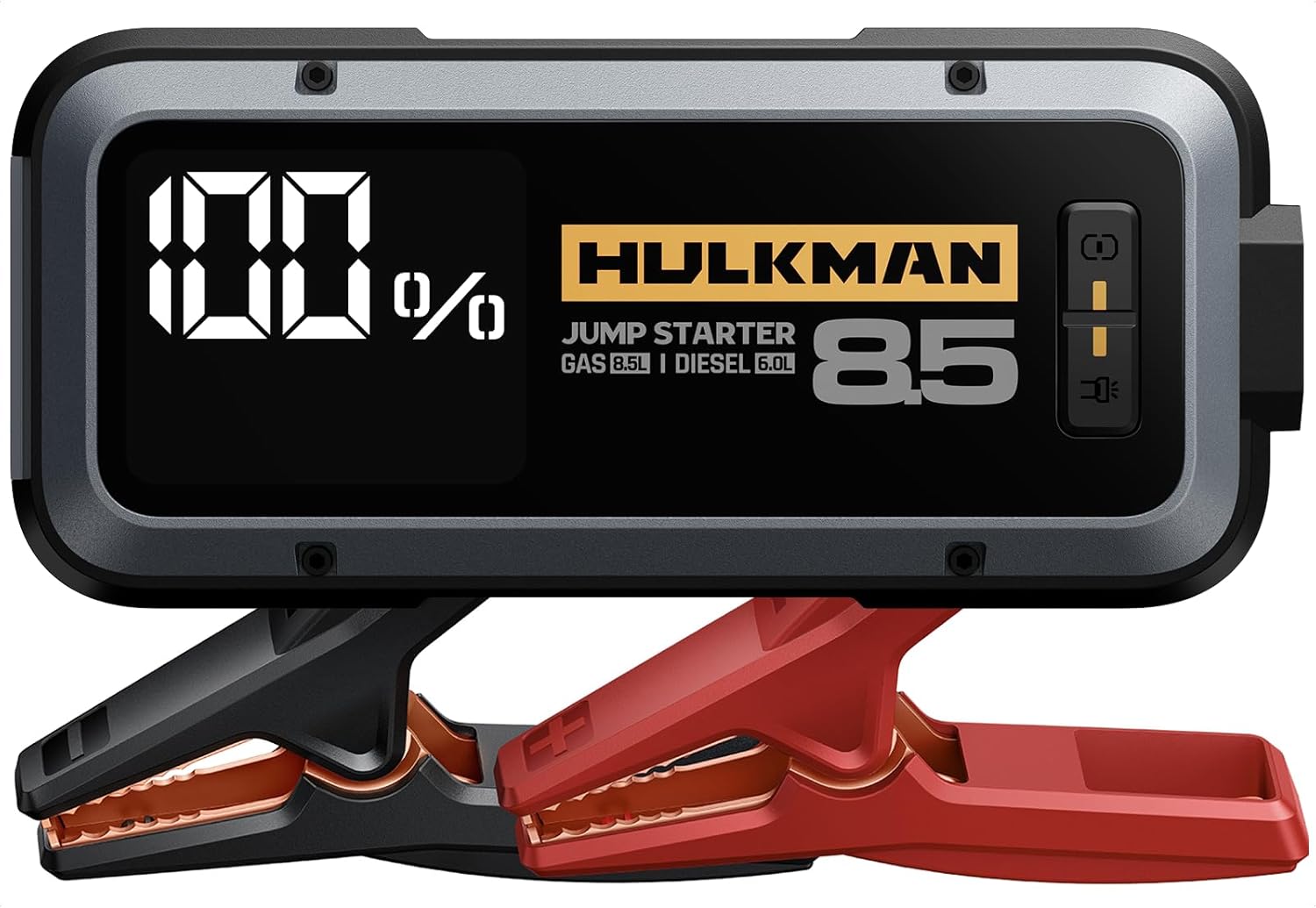 Hulkman Alpha85,Space Gray,2000A 74Wh Smart Jump Starter,12V Portable Car Battery Booster with 3.3 Display,USB-C Power Pack,5-Mode Flashlight,Jumper Cables for up to 8.5L Gas/6.0L Diesel