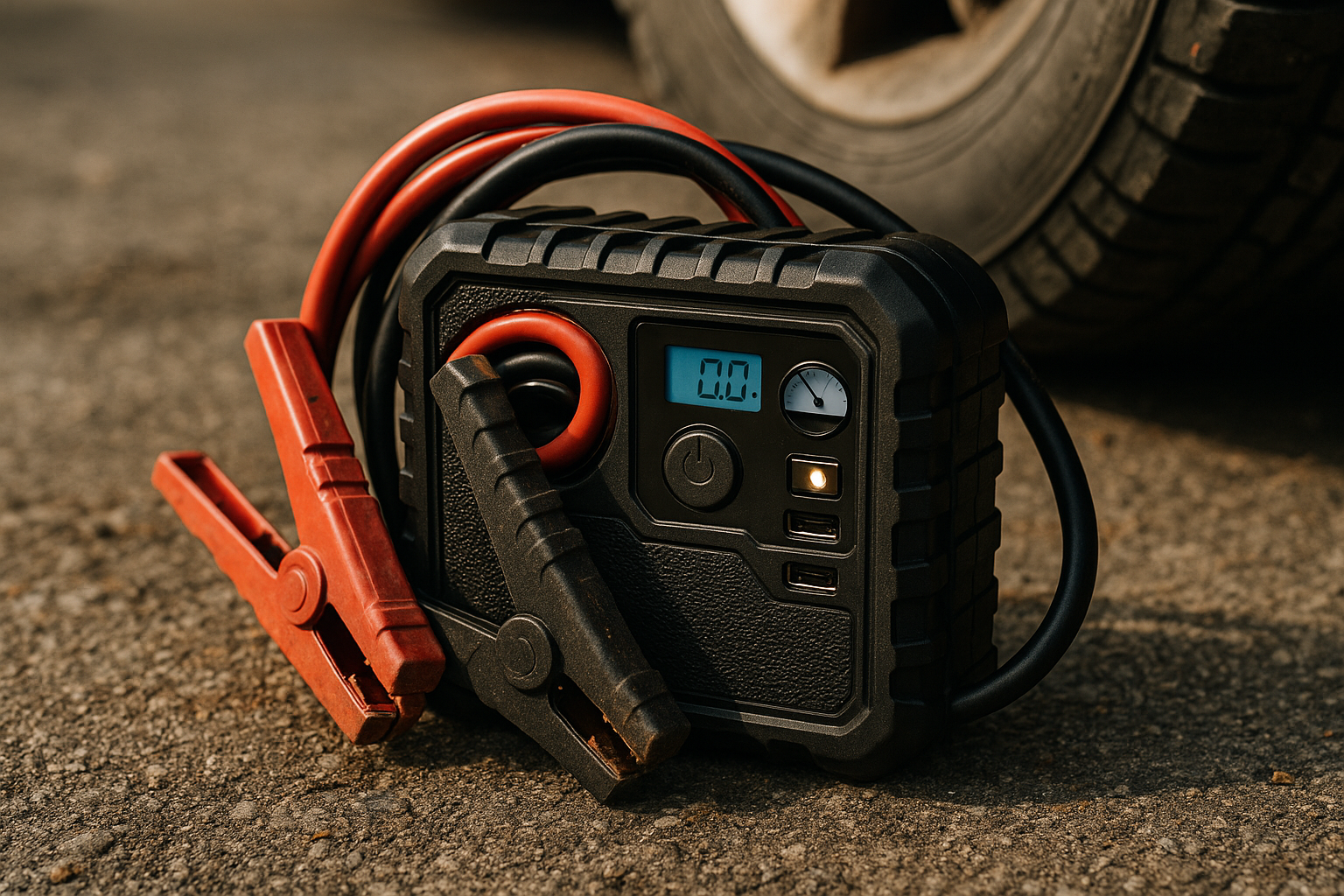 Jump Starter with Air Compressor, 8000A 180PSI, Portable Car Battery Jump Starter (All Gas/12L Diesel) 12V Automobile Jump Box Pack Chargers with Jumper Cables, 4-Mode LED Lights