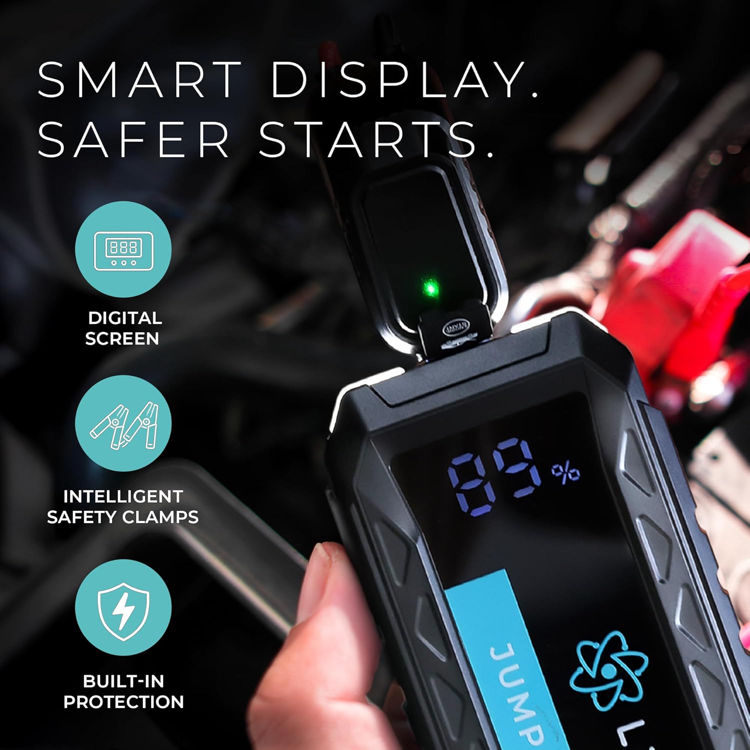 Lectron 4000A Car Battery Jump Starter, Portable Battery Booster Pack for Up to 10.0L Gas/8.0L Diesel Engines, 12V Jump Box with 60W USB-C Fast Charging, Smart LED Display, 20000mAh