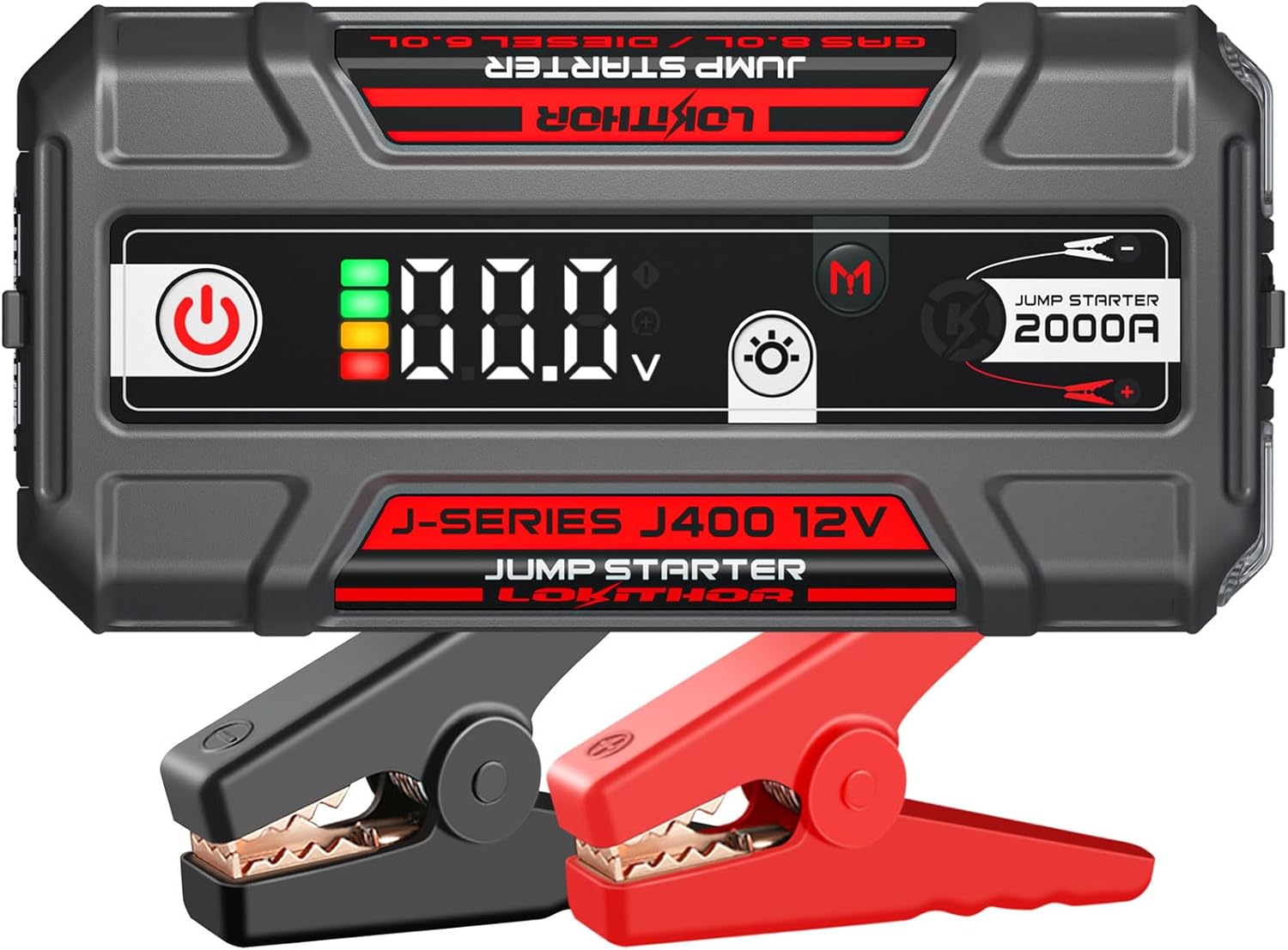 LOKITHOR J400 Portable Jump Starter, 12V 2000A Lithium Battery Booster with ConnectMax Tech, Car Jumper Box for Up to 8.0L Gas  6.0L Diesel Engines, Smart Digital Display