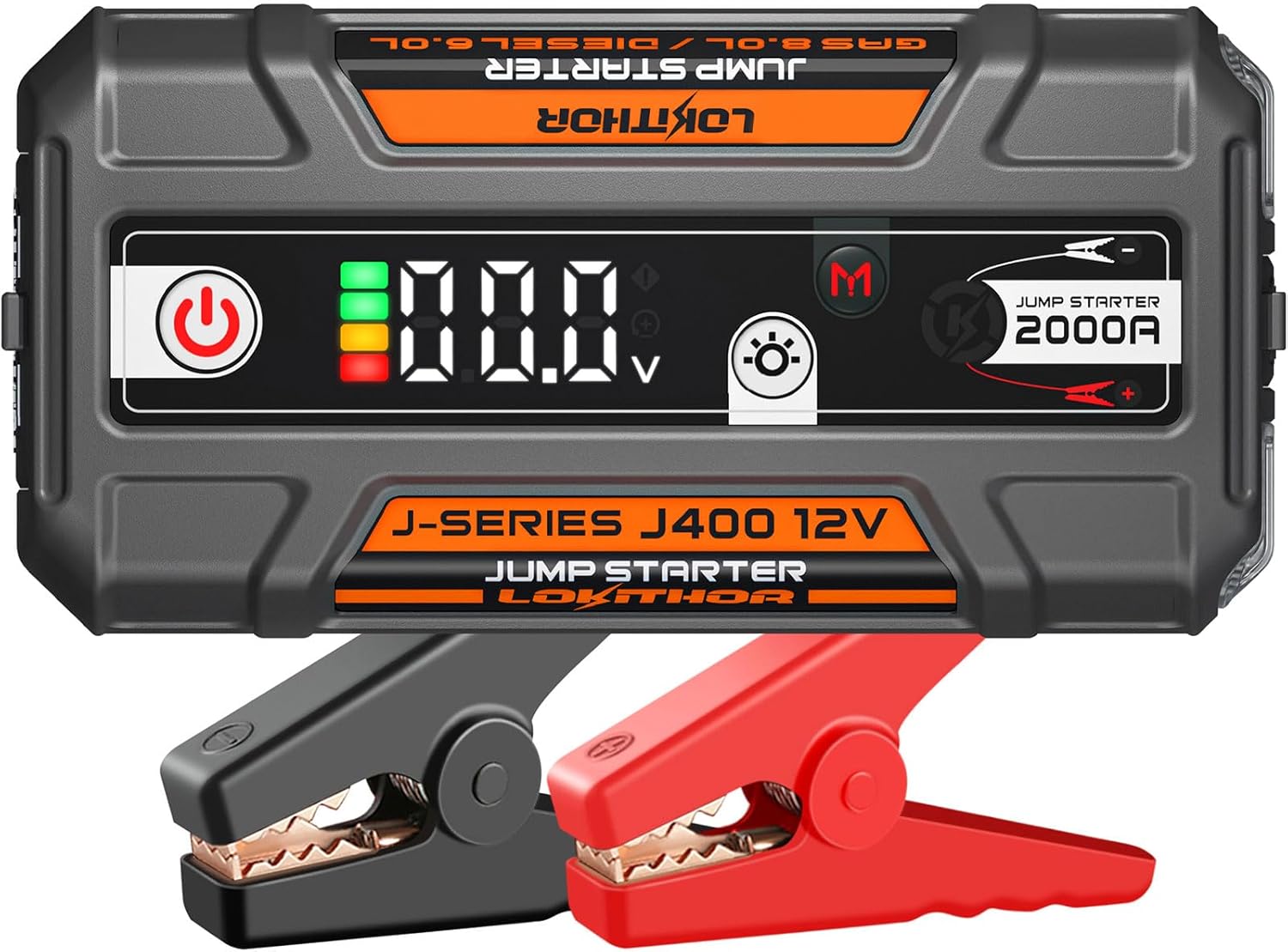 LOKITHOR J400 Portable Jump Starter, 12V 2000A Lithium Battery Booster with ConnectMax Tech, Car Jumper Box for Up to 8.0L Gas  6.0L Diesel Engines, Smart Digital Display