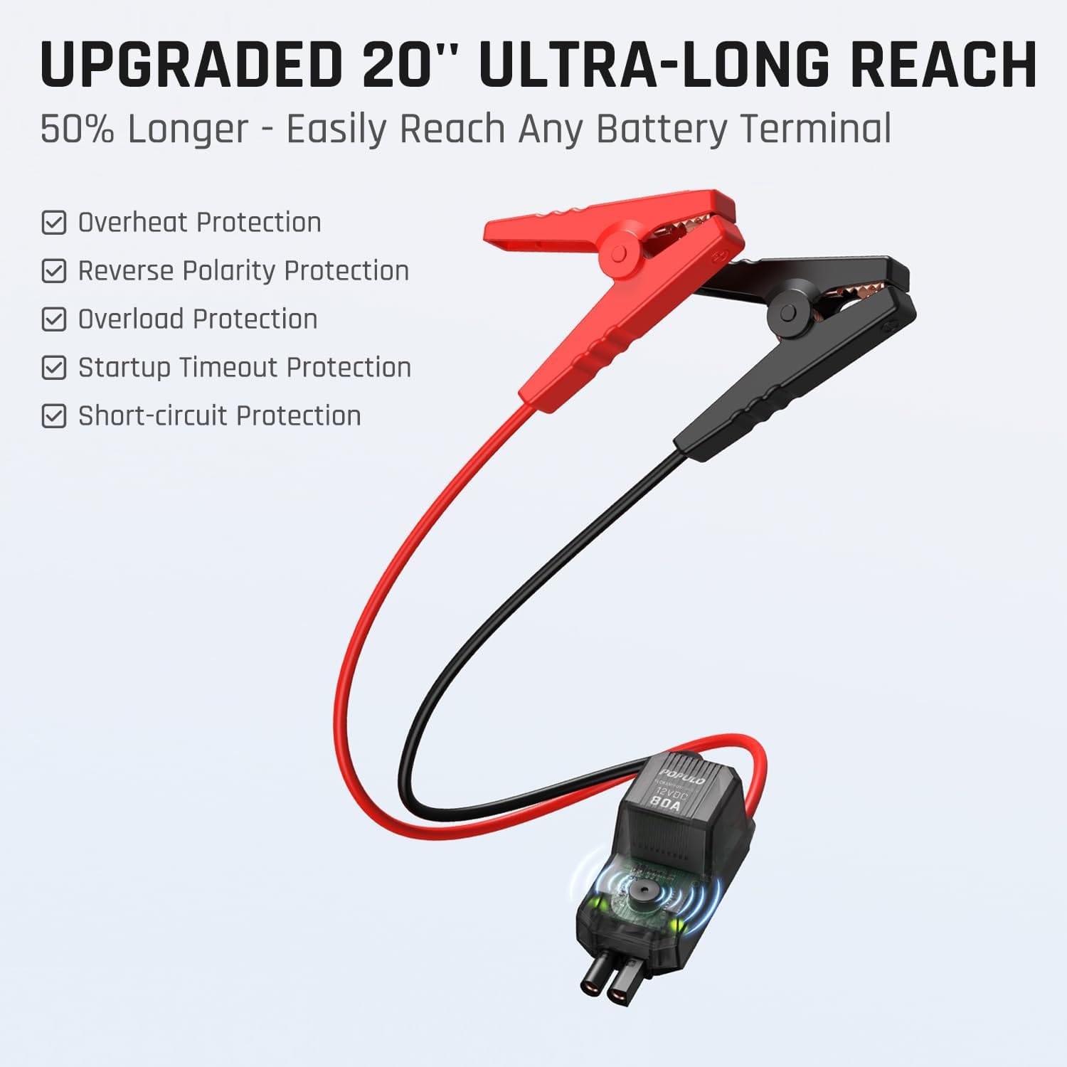 POPULO 3000A Car Jump Starter with Air Compressor, 12V 59.2Wh Portable Booster Pack Box with 150PSI Digital Tire Inflator, Extended Smart Clamps, 4-in-1 Auto Battery Starter (9.0L Gas/6.5L Diesel)