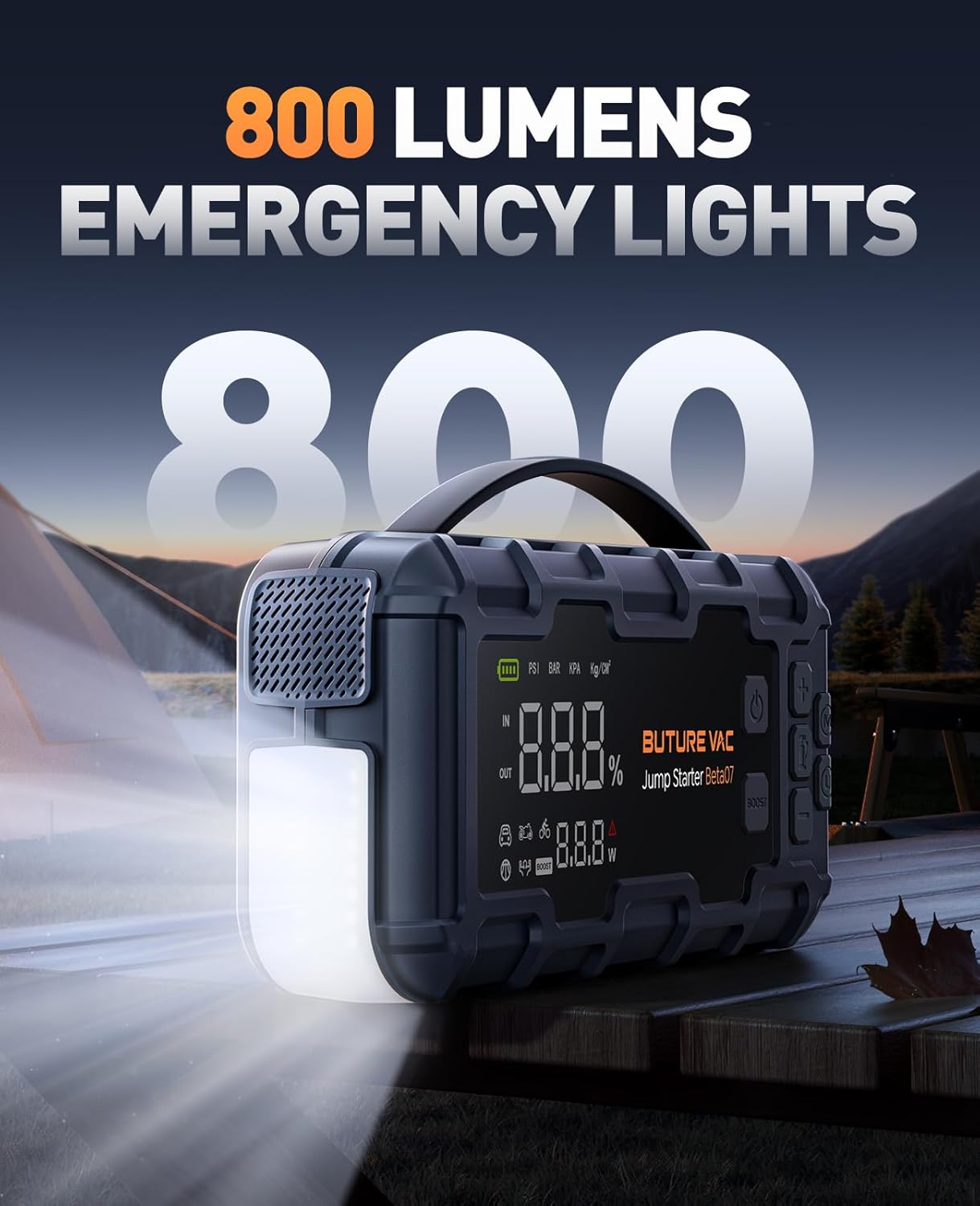 Portable 10-in-1 Car Battery Jump Starter with Air Compressor 8000A 160PSI 45W Charger, Jump Starter Jump Box (All Gas 14L Diesel), Car Battery Jumper Starter Portable Jumper Cables, Gloves, Lights
