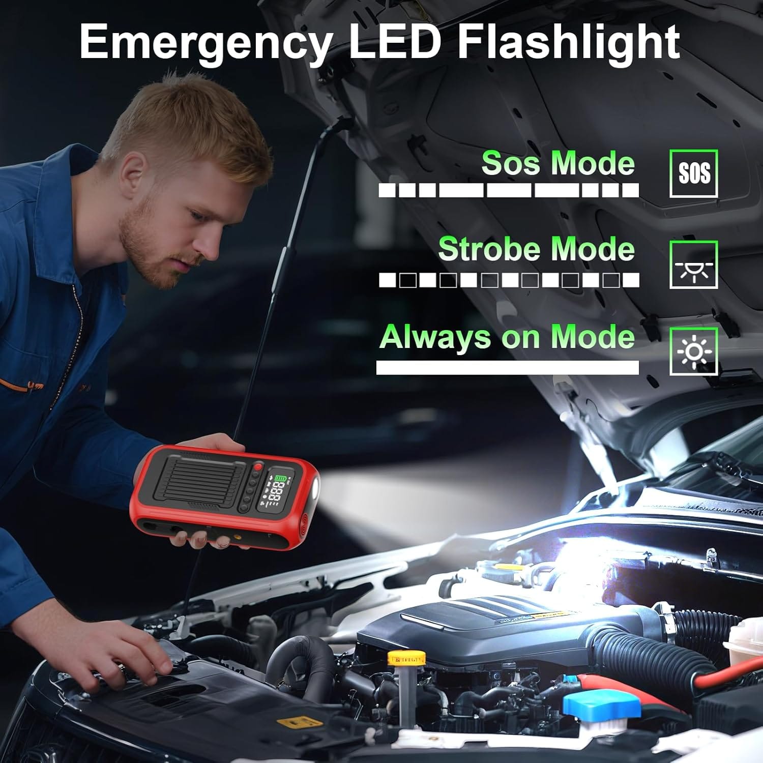 Portable Air Compressor with Jump Starter, PSI Digital Tire Inflator 4000A Car Battery Jumper Box with 20000mAh Power Bank, Auto Shut-off Cordless Air Pump for Cars, Trucks, Motorcycles, Bikes Portable Air Compressor with Jump Starter, PSI Digital Tire Inflator 4000A Car Battery Jumper Box with 20000mAh Power Bank, Auto Shut-off Cordless Air Pump for Cars, Trucks, Motorcycles, Bikes