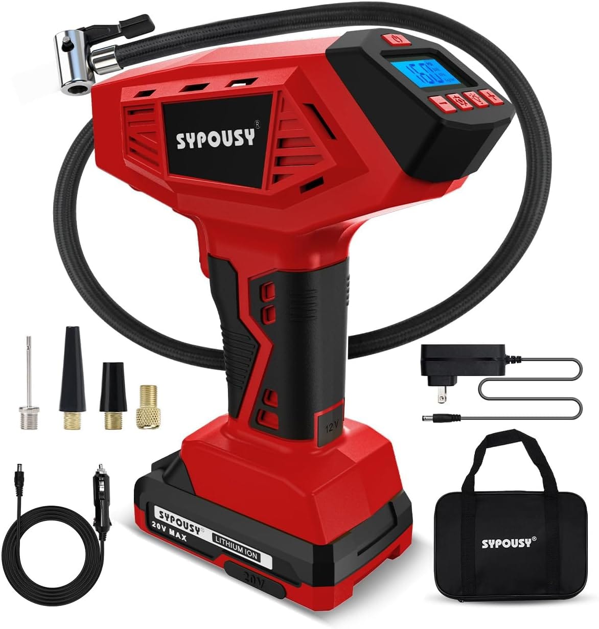 Tire Inflator Portable Air Compressor - 4X Faster Inflation, 160PSI Cordless Tire Pump with Dual Power (20V Battery 12V DC), Auto Shut Off, Digital Gauge for Car, Motorcycle, E-Bike Tire Inflator Portable Air Compressor - 4X Faster Inflation, 160PSI Cordless Tire Pump with Dual Power (20V Battery 12V DC), Auto Shut Off, Digital Gauge for Car, Motorcycle, E-Bike