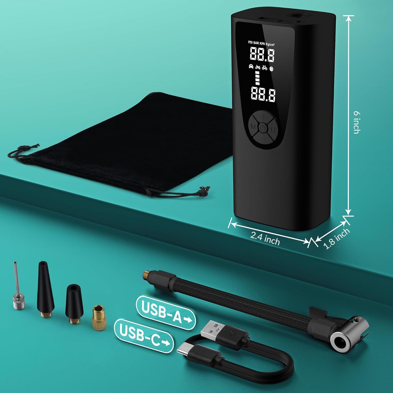 Tire Inflator Portable Air Compressor-Car Tire Air Pump Portable-180PSI Cordless Electric 3X Fast Inflation, Tire Inflator with Gauge, LED, for Bike, Motorcycle, Ball Tire Inflator Portable Air Compressor-Car Tire Air Pump Portable-180PSI Cordless Electric 3X Fast Inflation, Tire Inflator with Gauge, LED, for Bike, Motorcycle, Ball