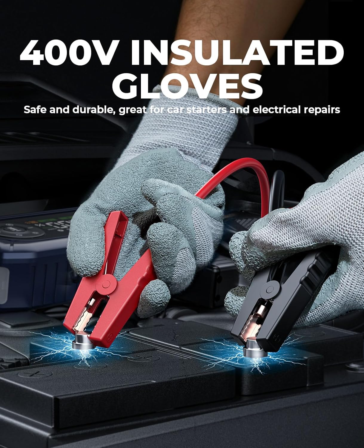 YaberAuto 9-in-1 Car Jump Starter with Air Compressor 4500A 150PSI, Battery Jumper Starter Portable for 9L Gas/8L Diesel, Jump Box with Auto-Shutoff Tire Inflator, Safety Jumper Cables, Gloves, Lights